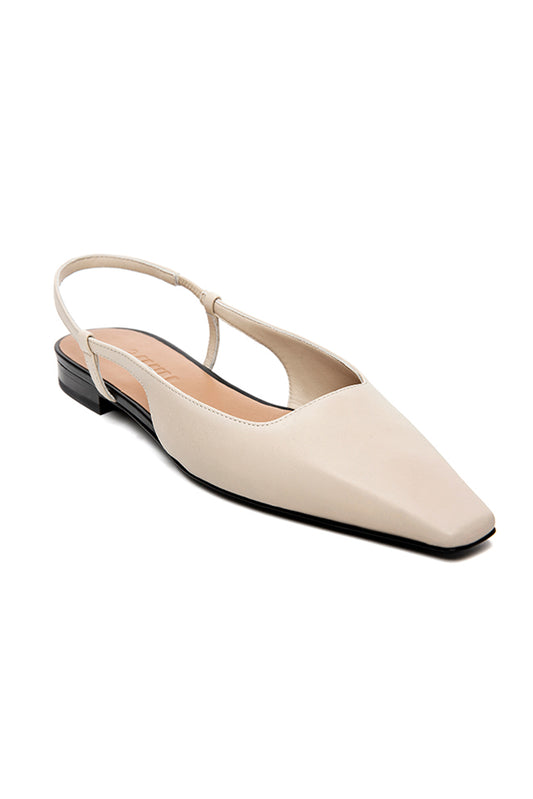 3JUIN Lian Sierra Slingback Flat Shoe in Milk