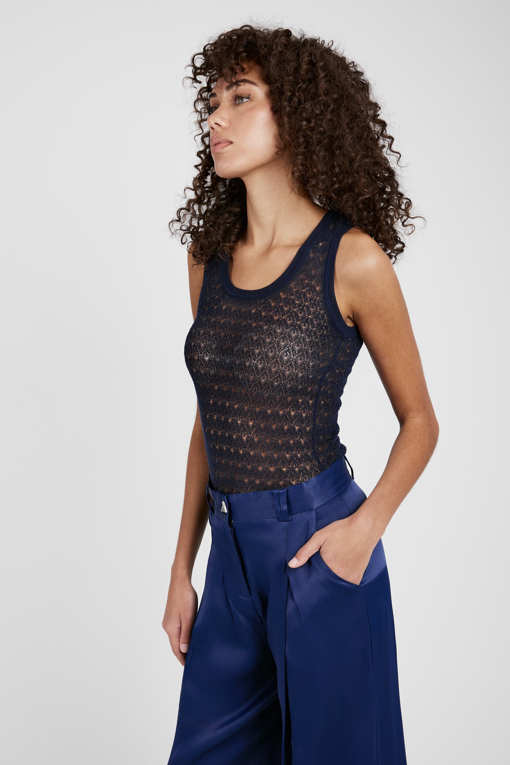 AERON Filo Sleeveless Top in Midnight Blue