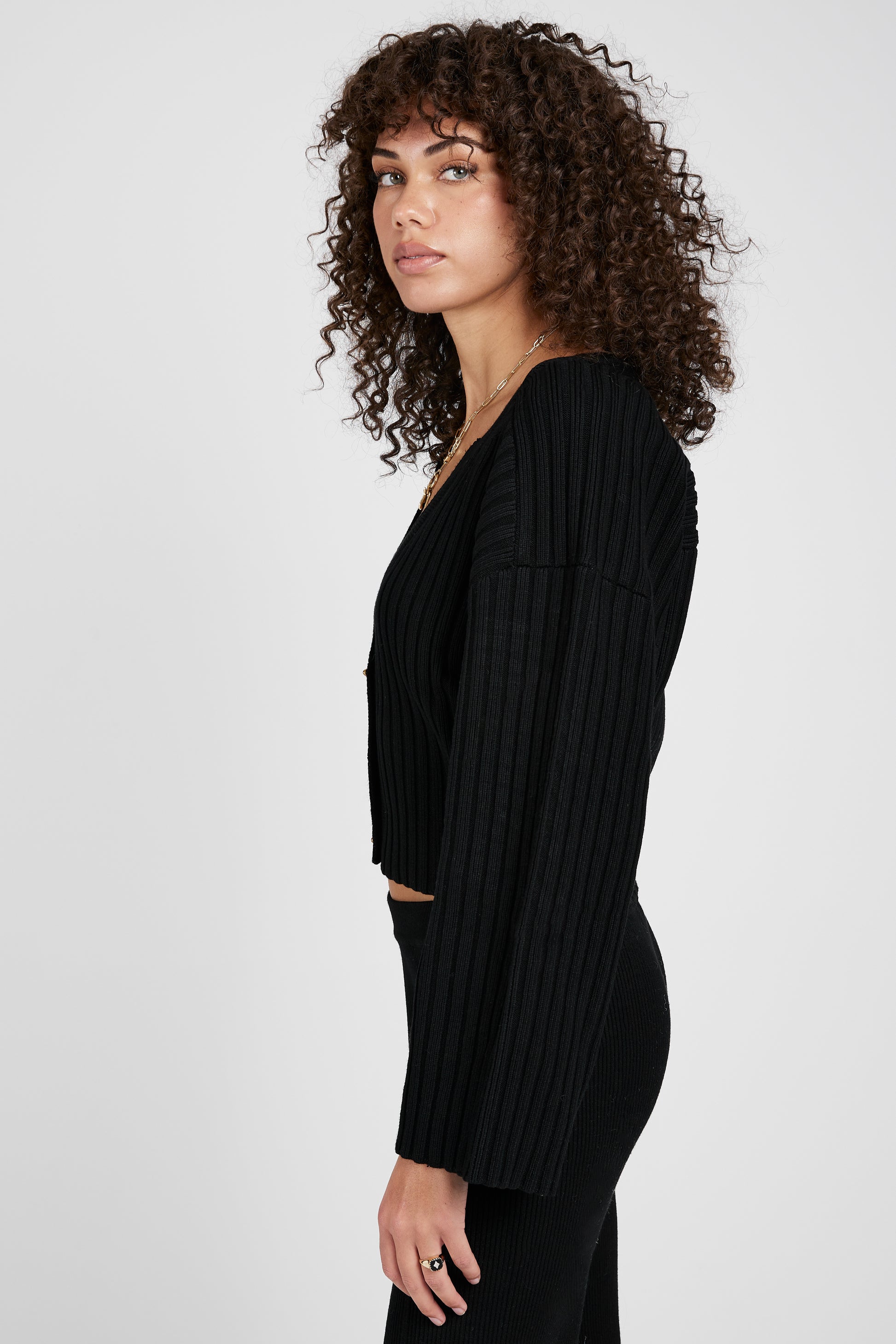 AERON Morrow Cropped Cardigan in Black