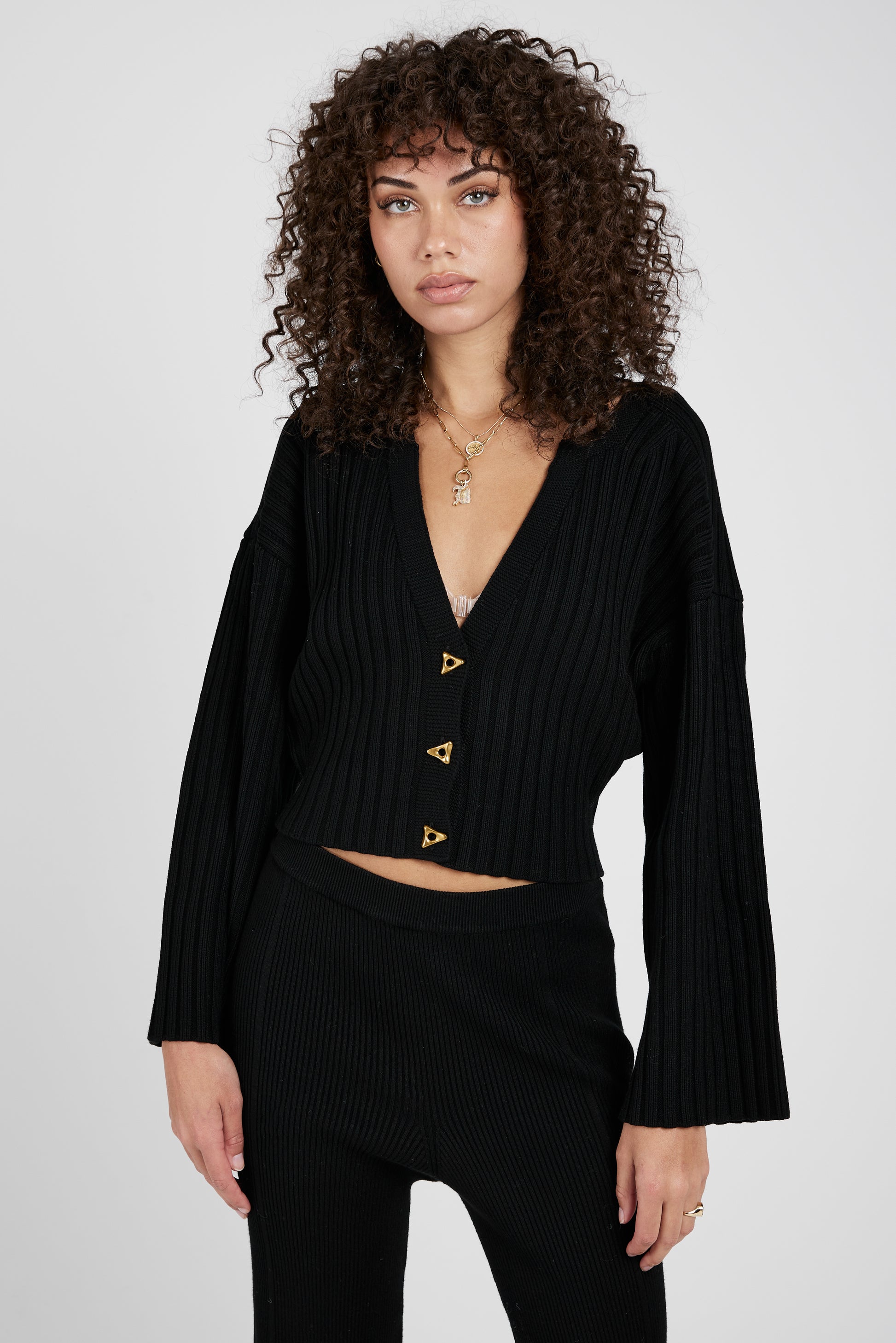 AERON Morrow Cropped Cardigan in Black