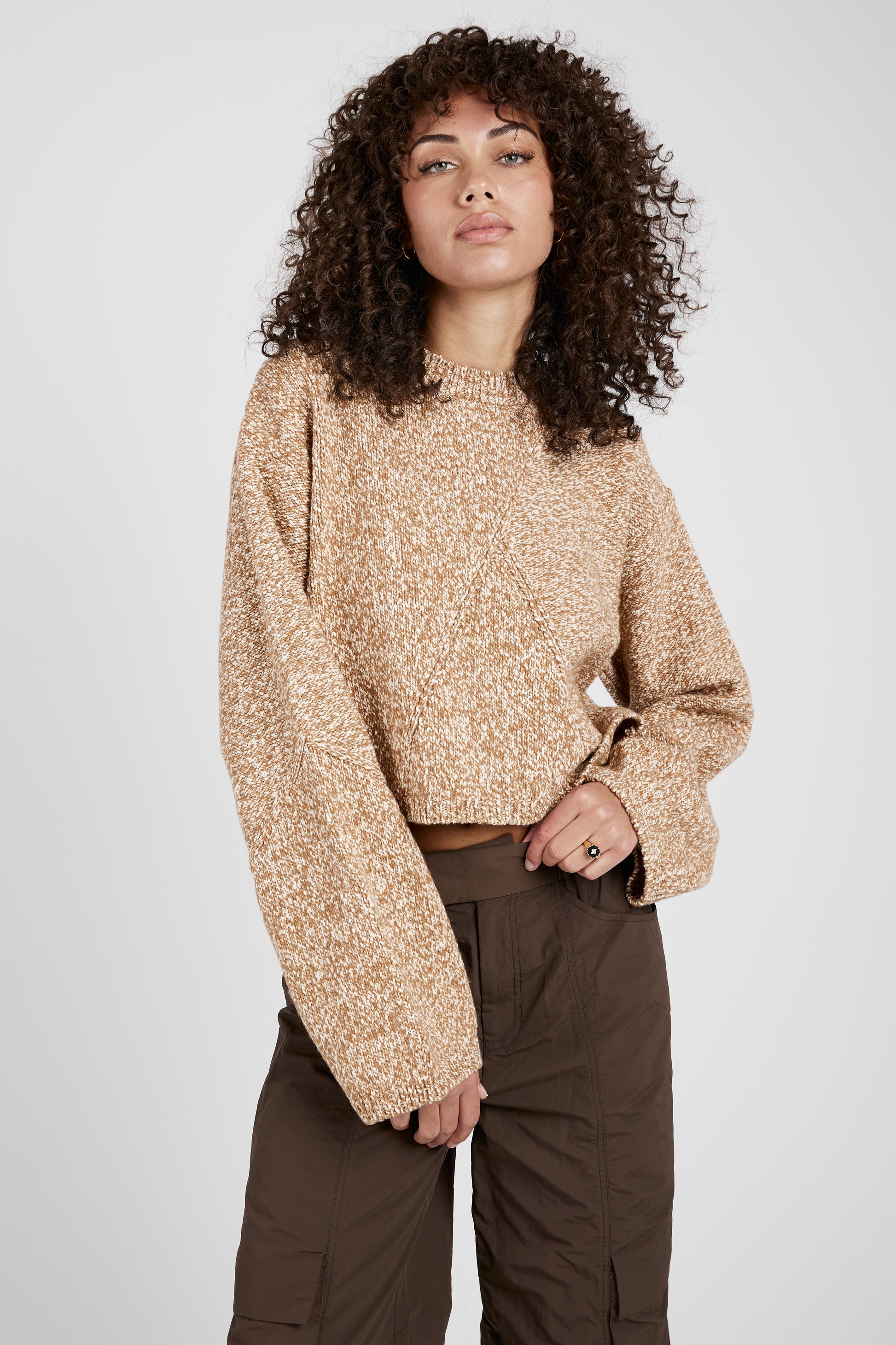 AERON Randall Cropped Sweater in Marzipan