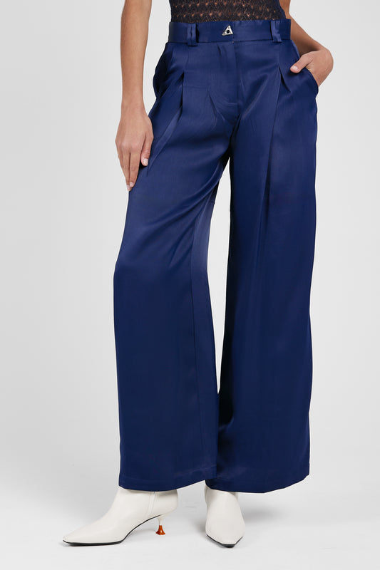 AERON Wellen Satin Pant in Midnight Blue