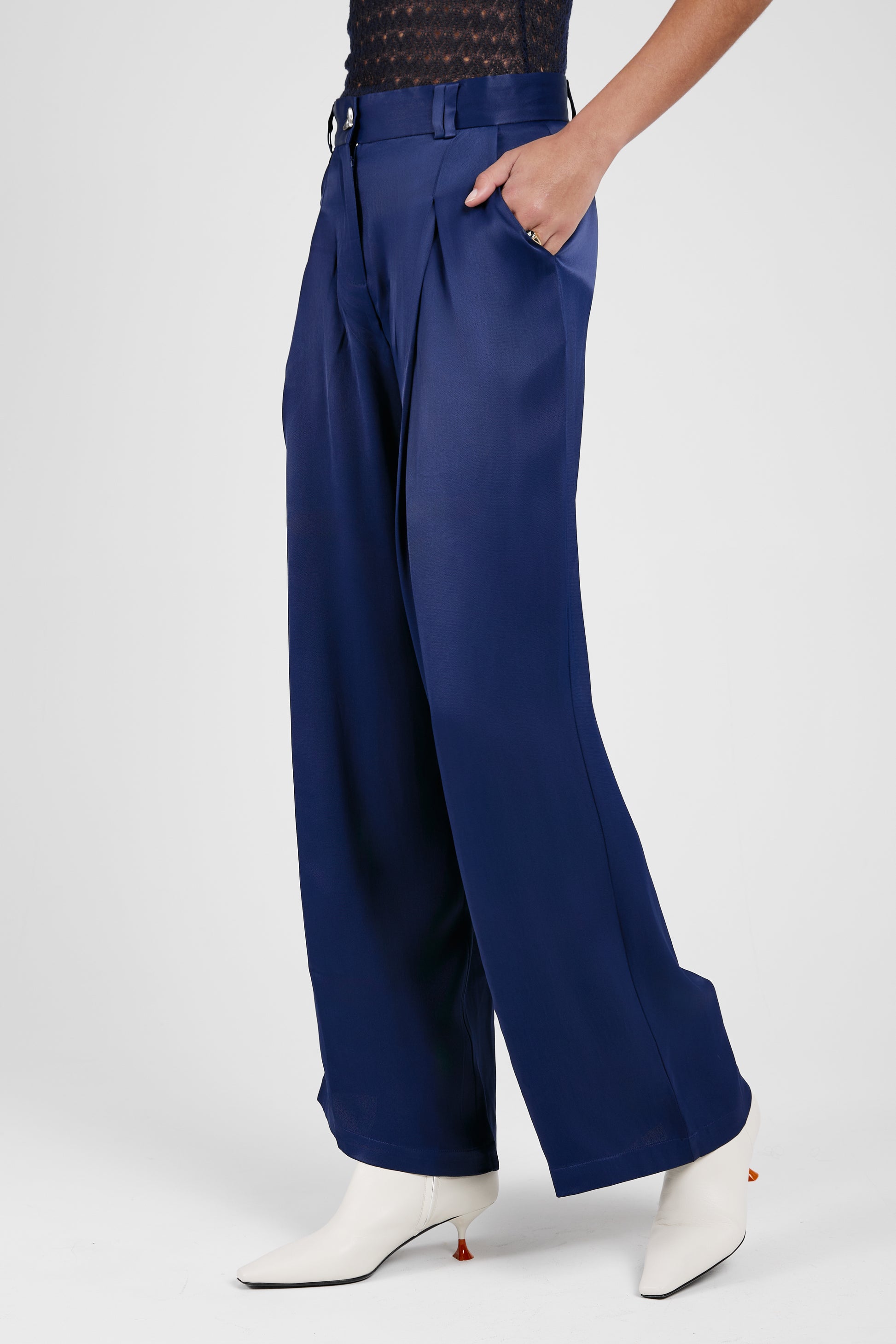 AERON Wellen Satin Pant in Midnight Blue