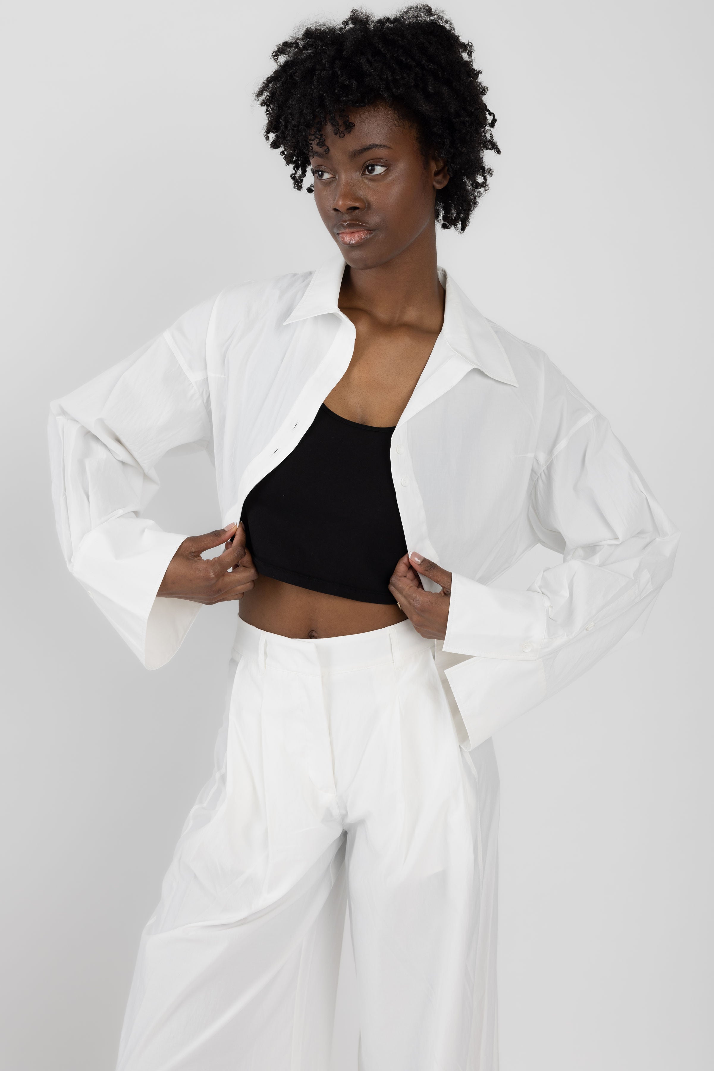 Andrea Ya'aqov Bolero Shirt White Boutique