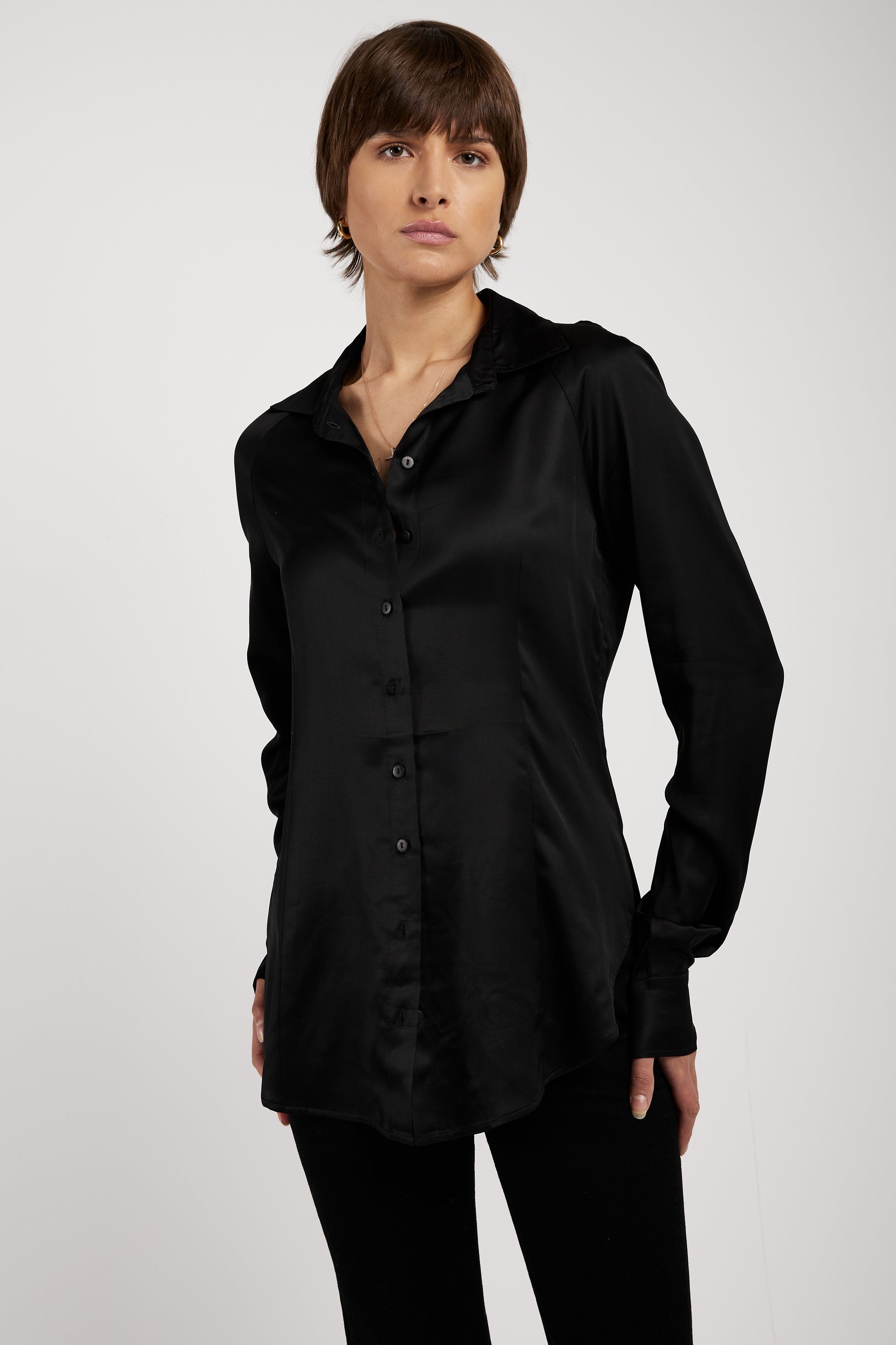 ANDREA YA'AQOV Button Down Shirt in Black