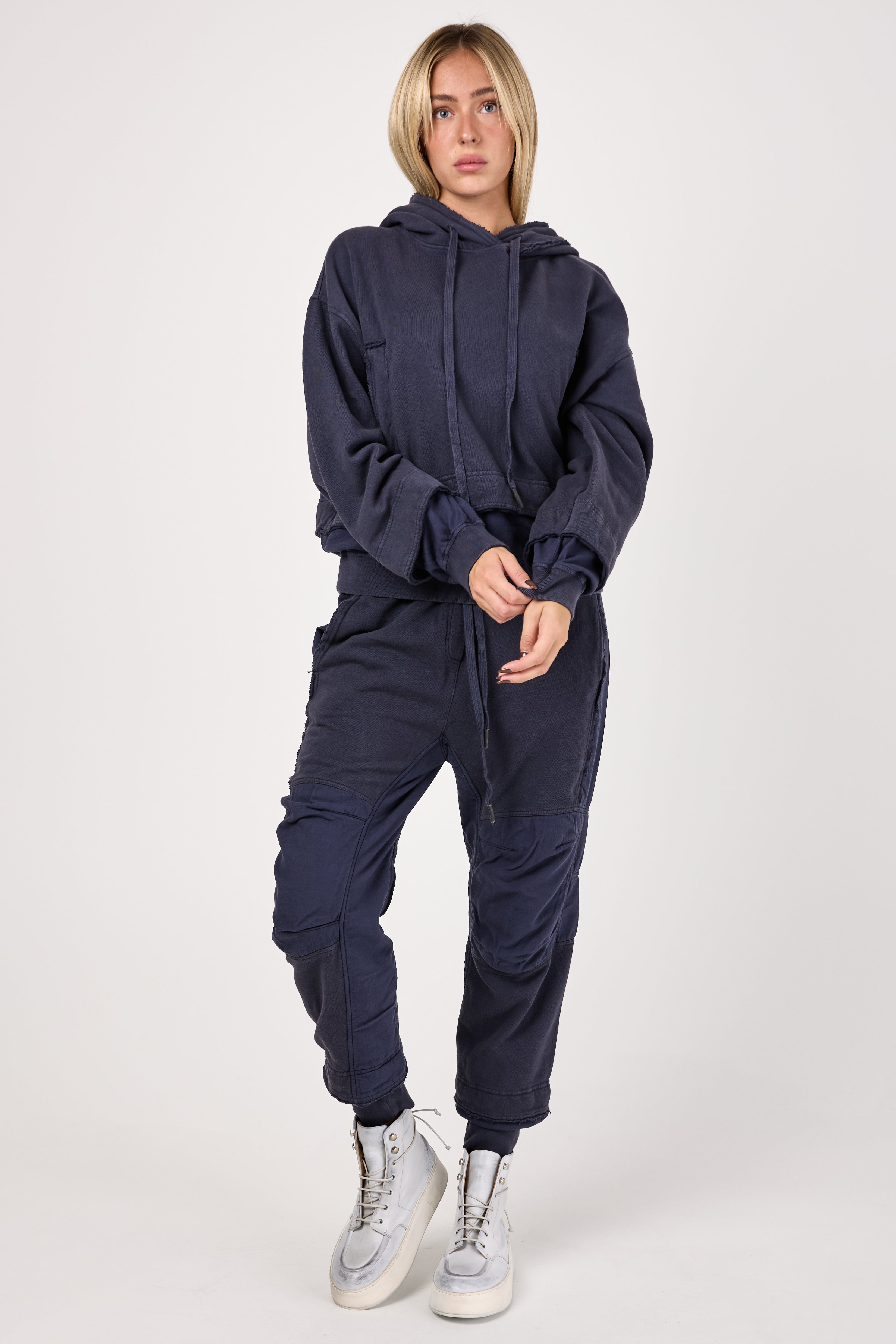 Cotton Jogging Pant in Purple Blue