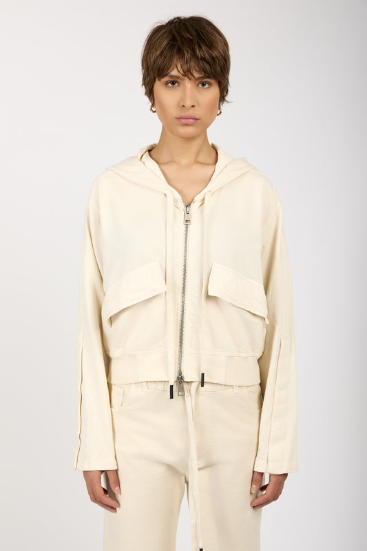 ANDREA YA'AQOV Hooded Zip-Up Jacket in Shell