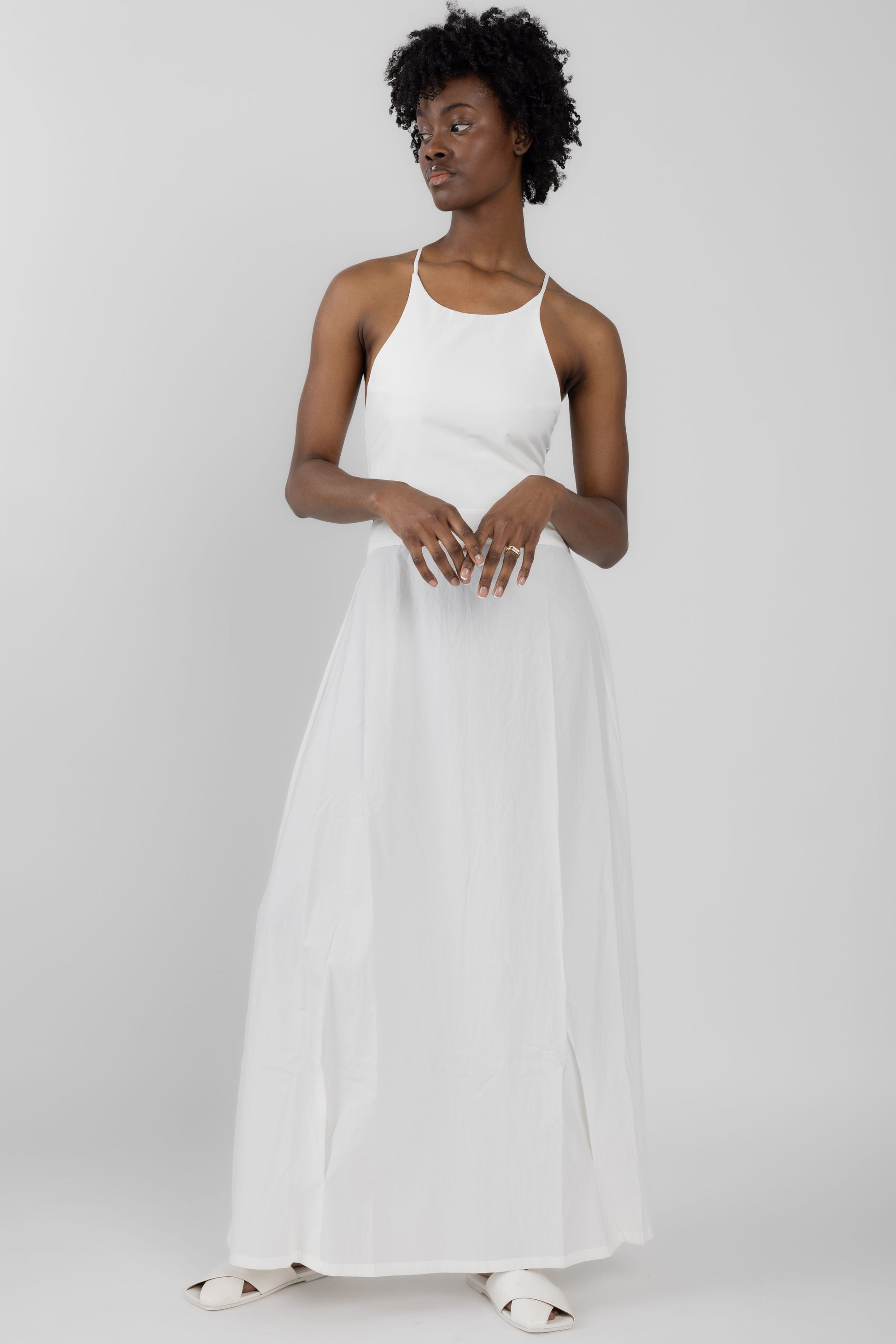 ANDREA YA'AQOV Long Open-Back Dress in White