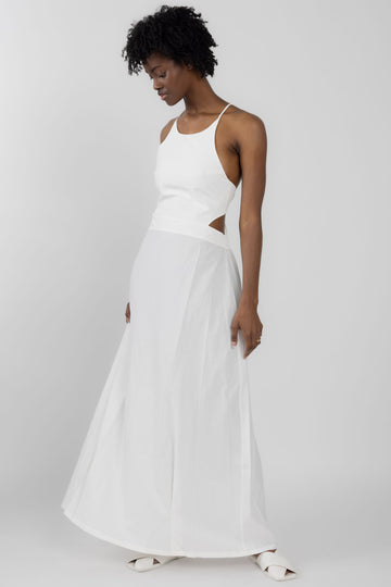 ANDREA YA'AQOV Long Open-Back Dress in White