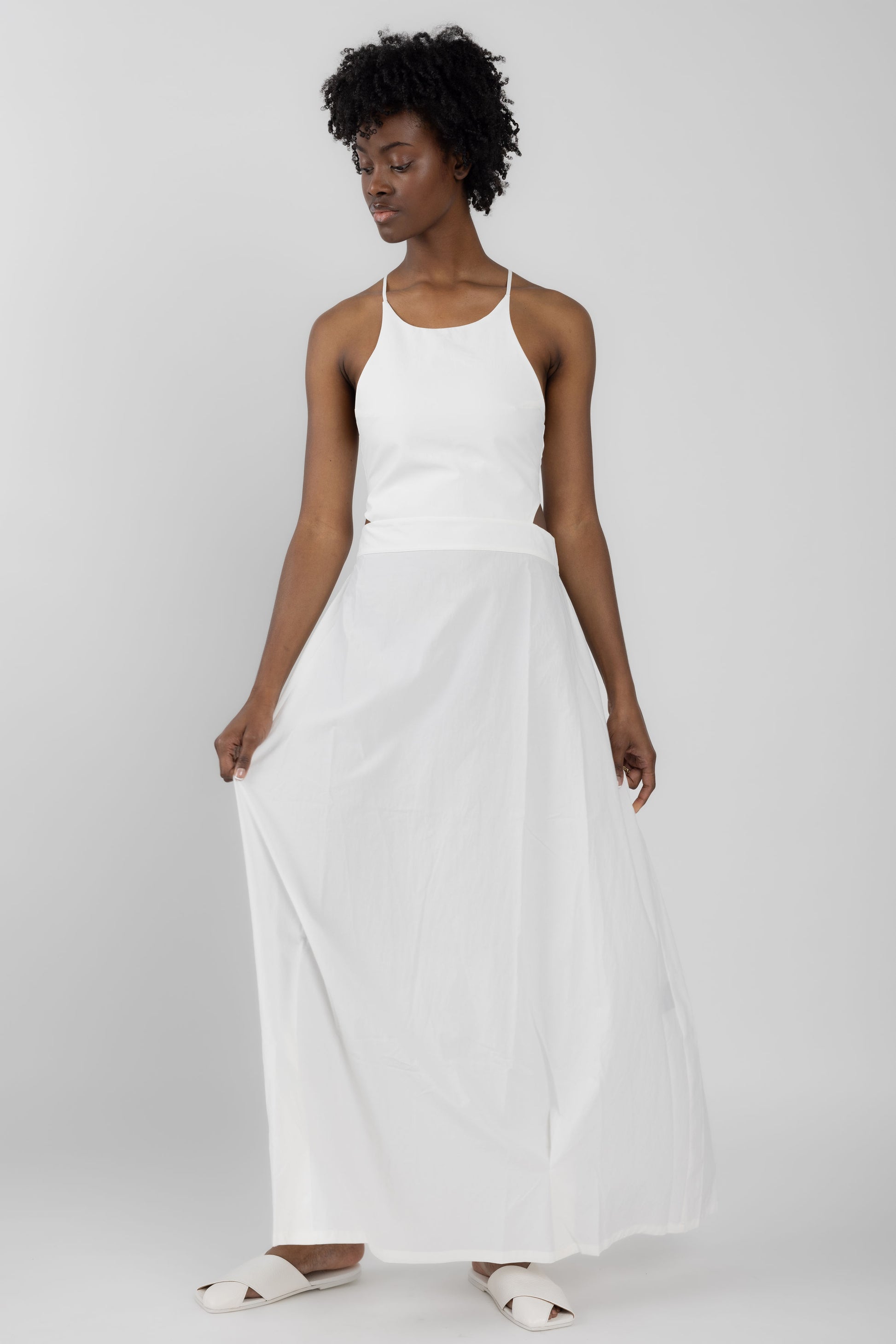 ANDREA YA'AQOV Long Open-Back Dress in White