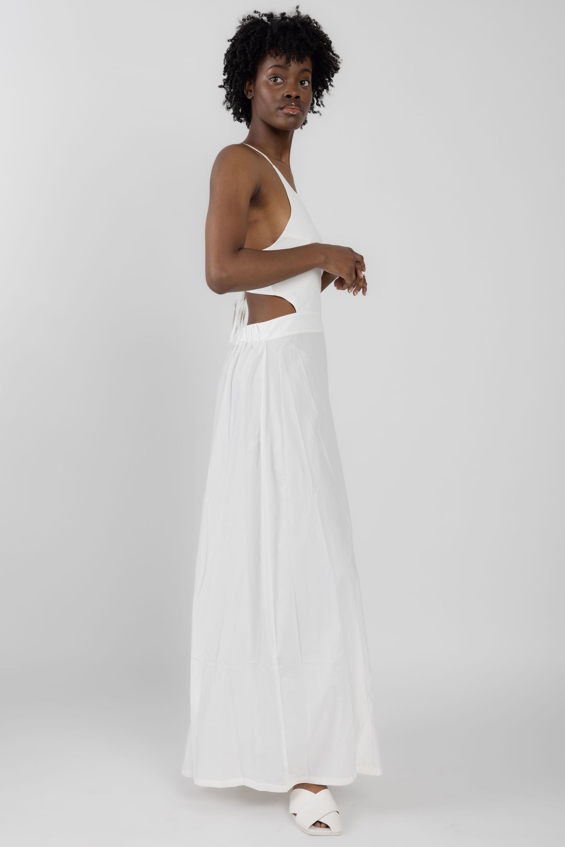 ANDREA YA'AQOV Long Open-Back Dress in White