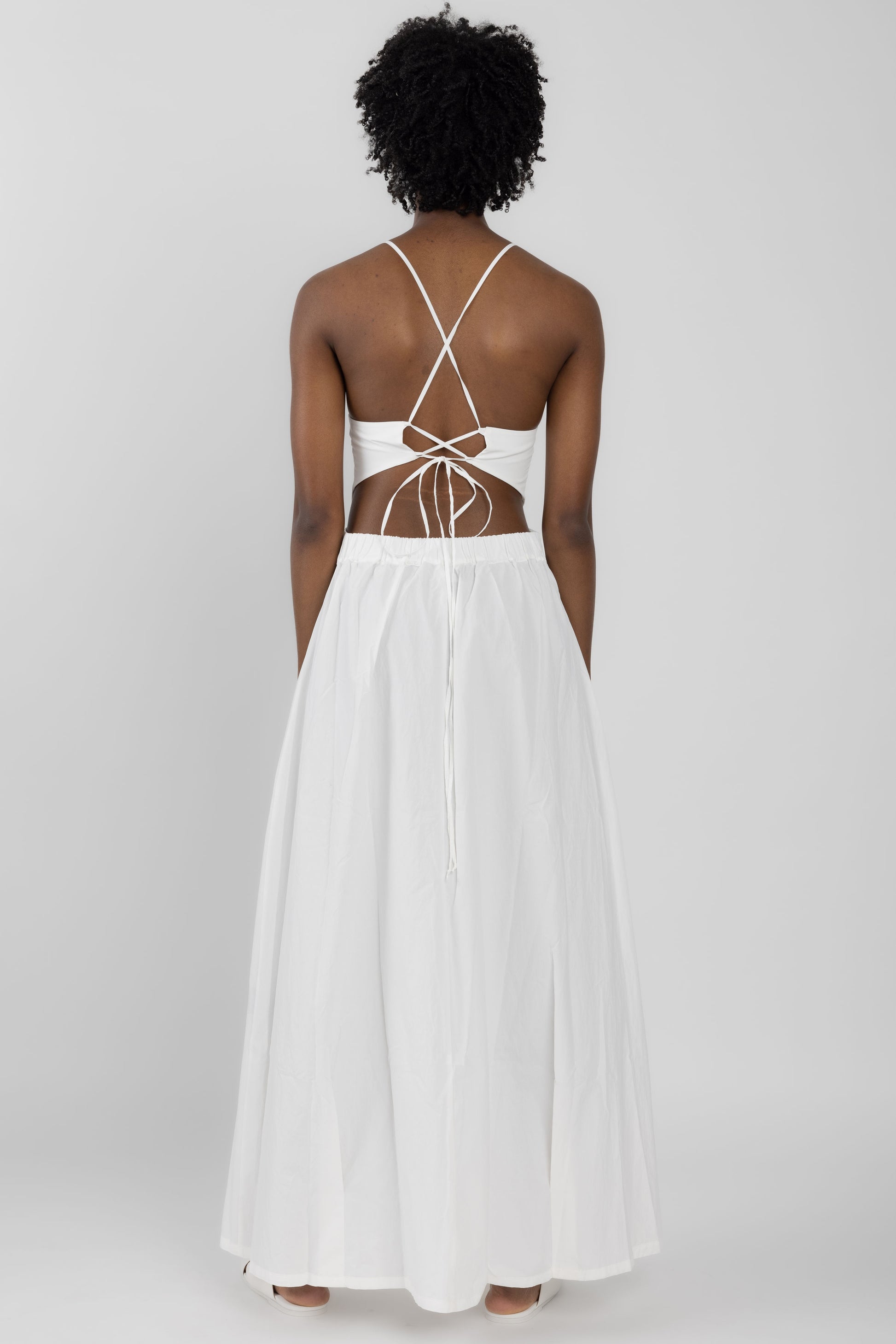 ANDREA YA'AQOV Long Open-Back Dress in White