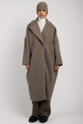 ANDREA YA'AQOV Oversized Wool Coat in Taupe