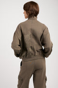 ANDREA YA'AQOV Oversized Zip-Up Sweatshirt in Taupe