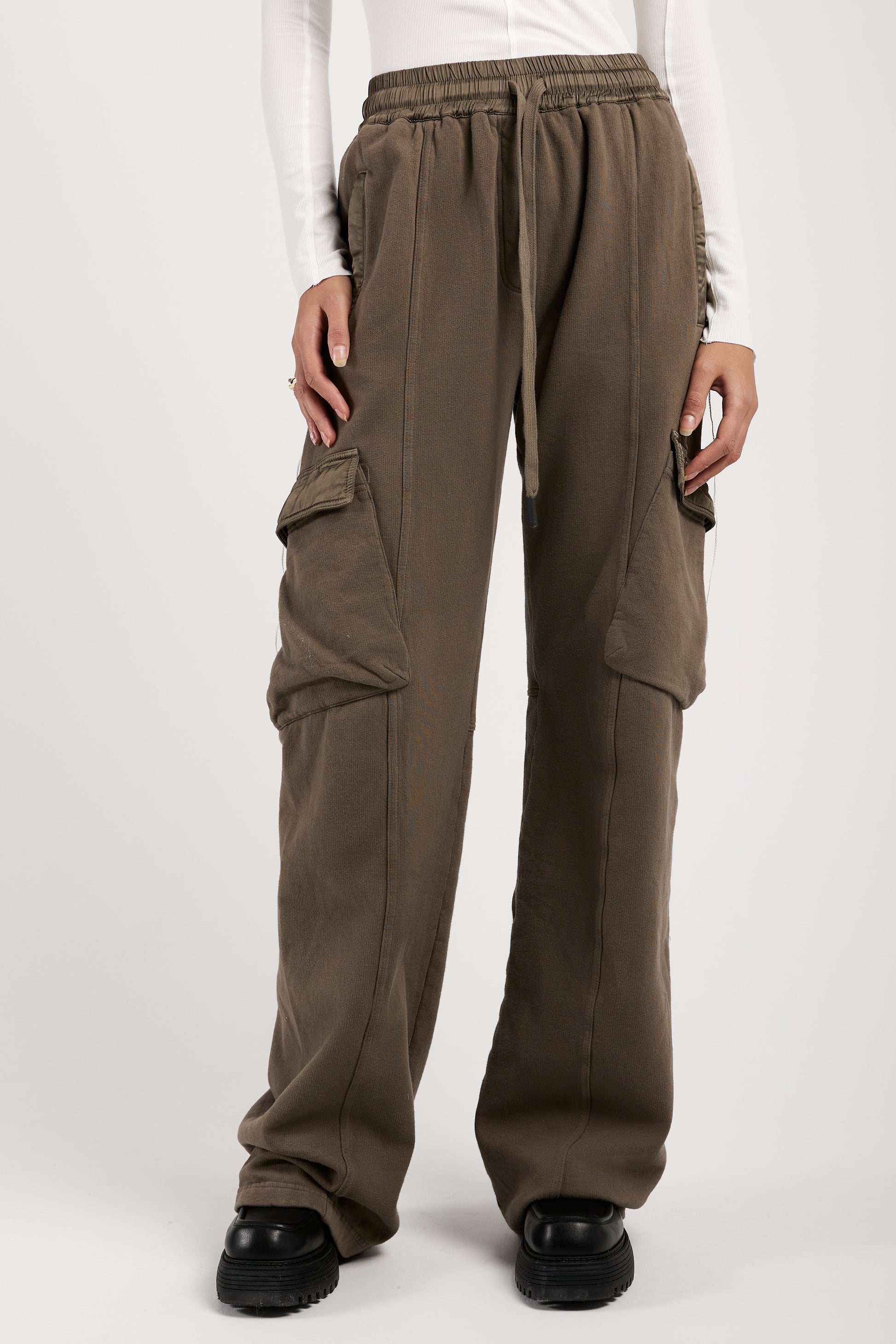 ANDREA YA'AQOV Relaxed Cargo Pant in Taupe