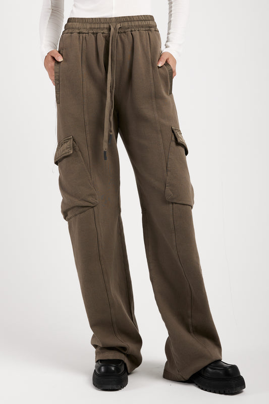 ANDREA YA'AQOV Relaxed Cargo Pant in Taupe