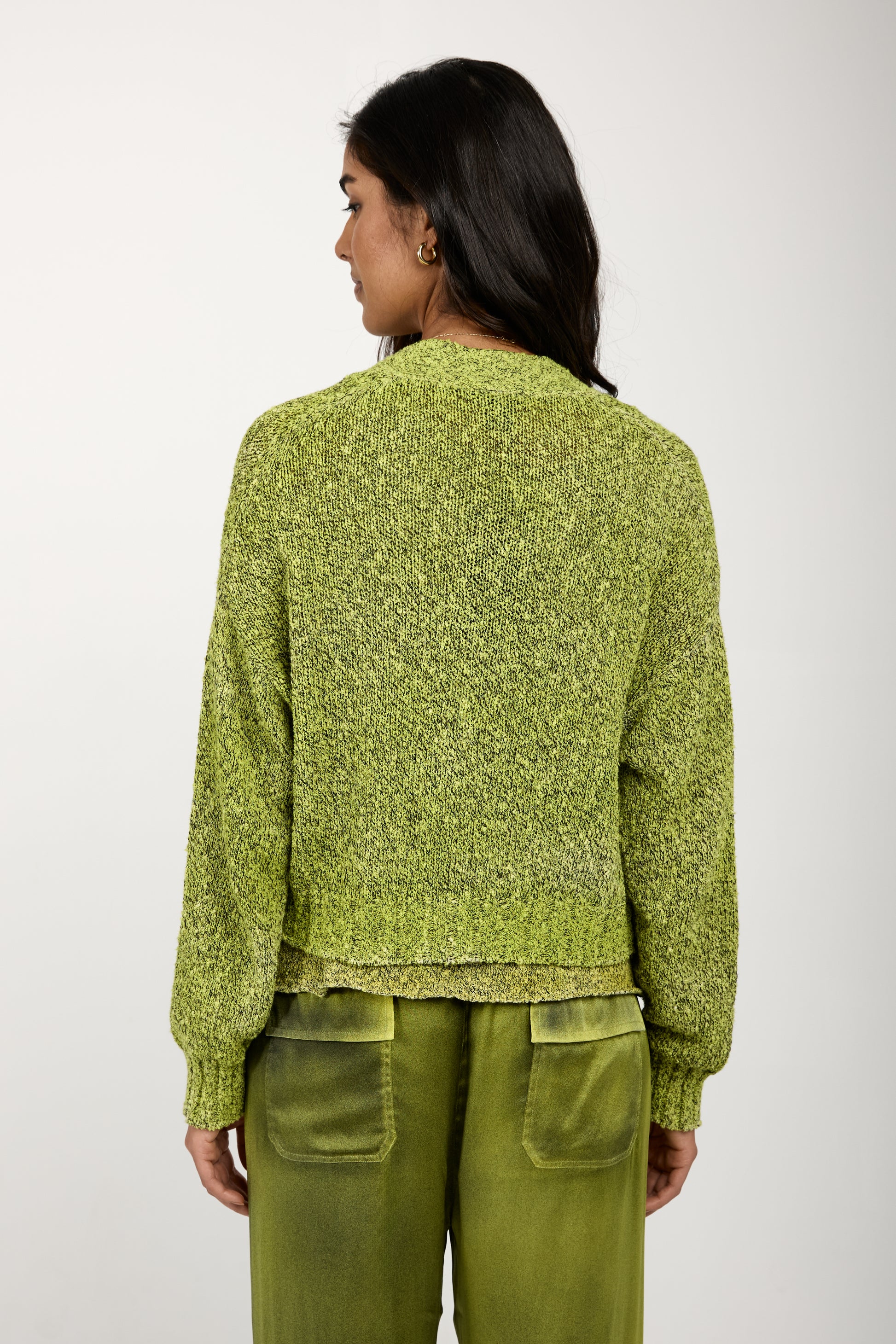 AVANT TOI Mouliné Boxy Cotton Cardigan in Lime