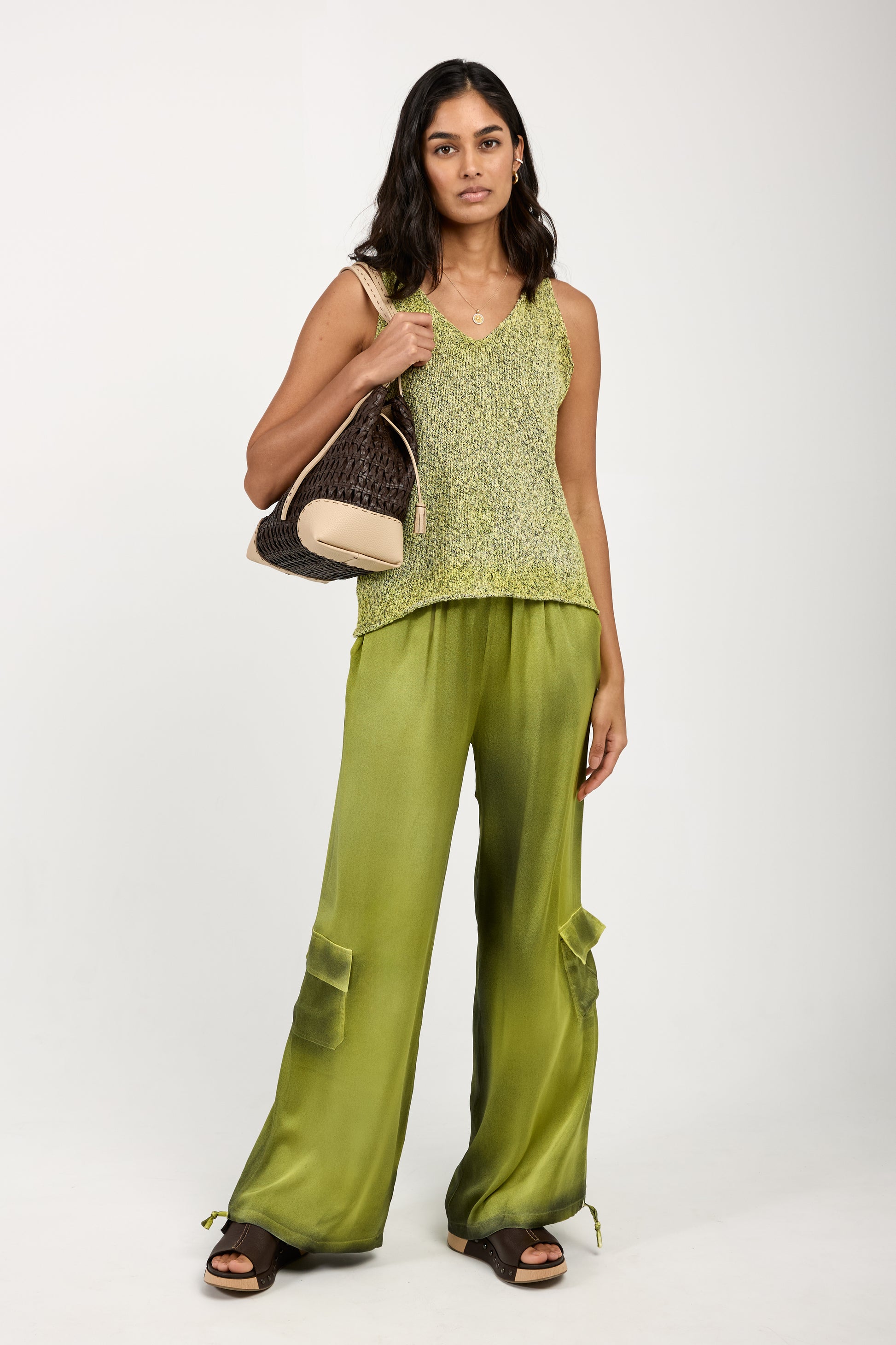 AVANT TOI Batik Camou Silk Trouser Pant in Lime