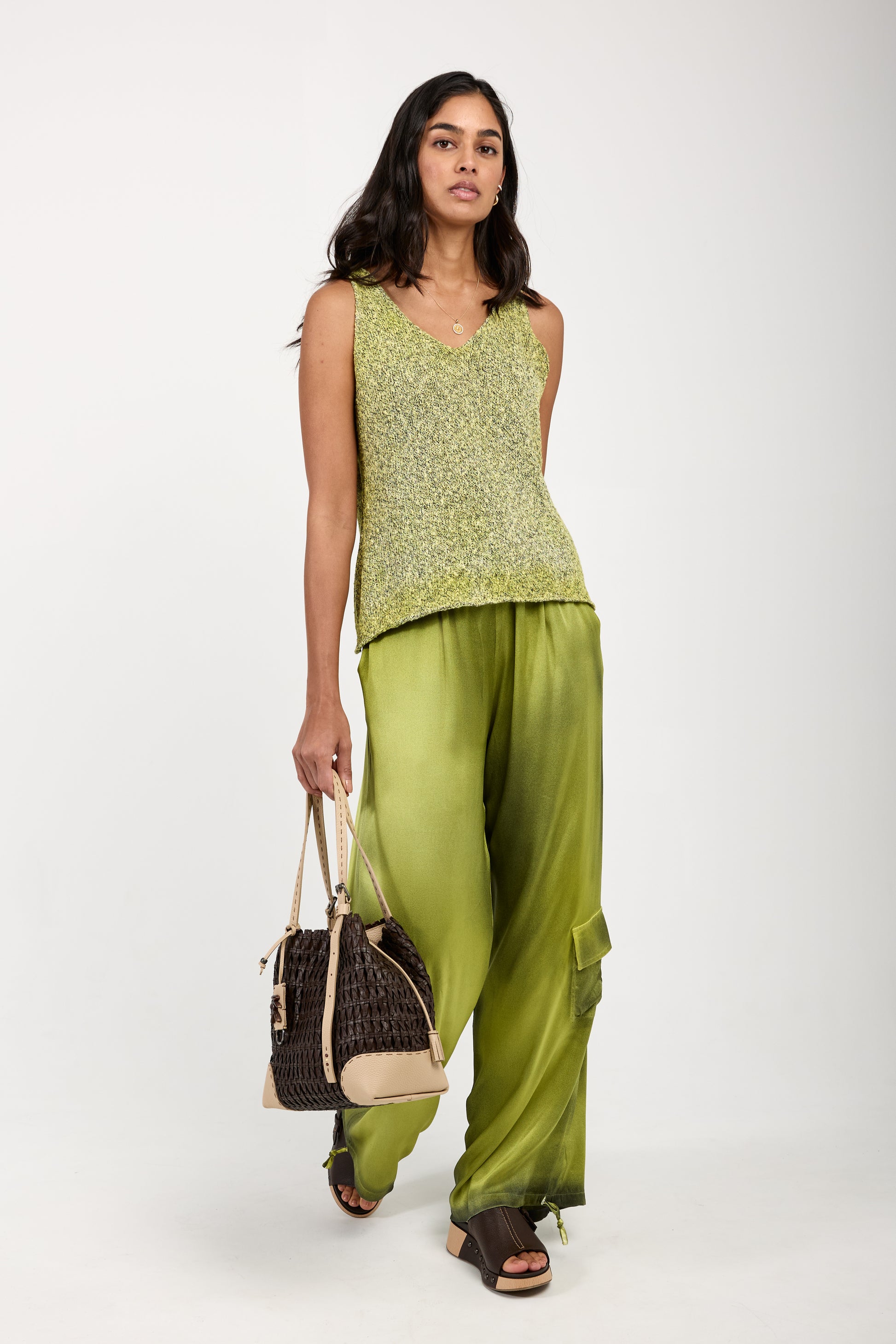 AVANT TOI Mouliné Cotton Tank Top in Lime