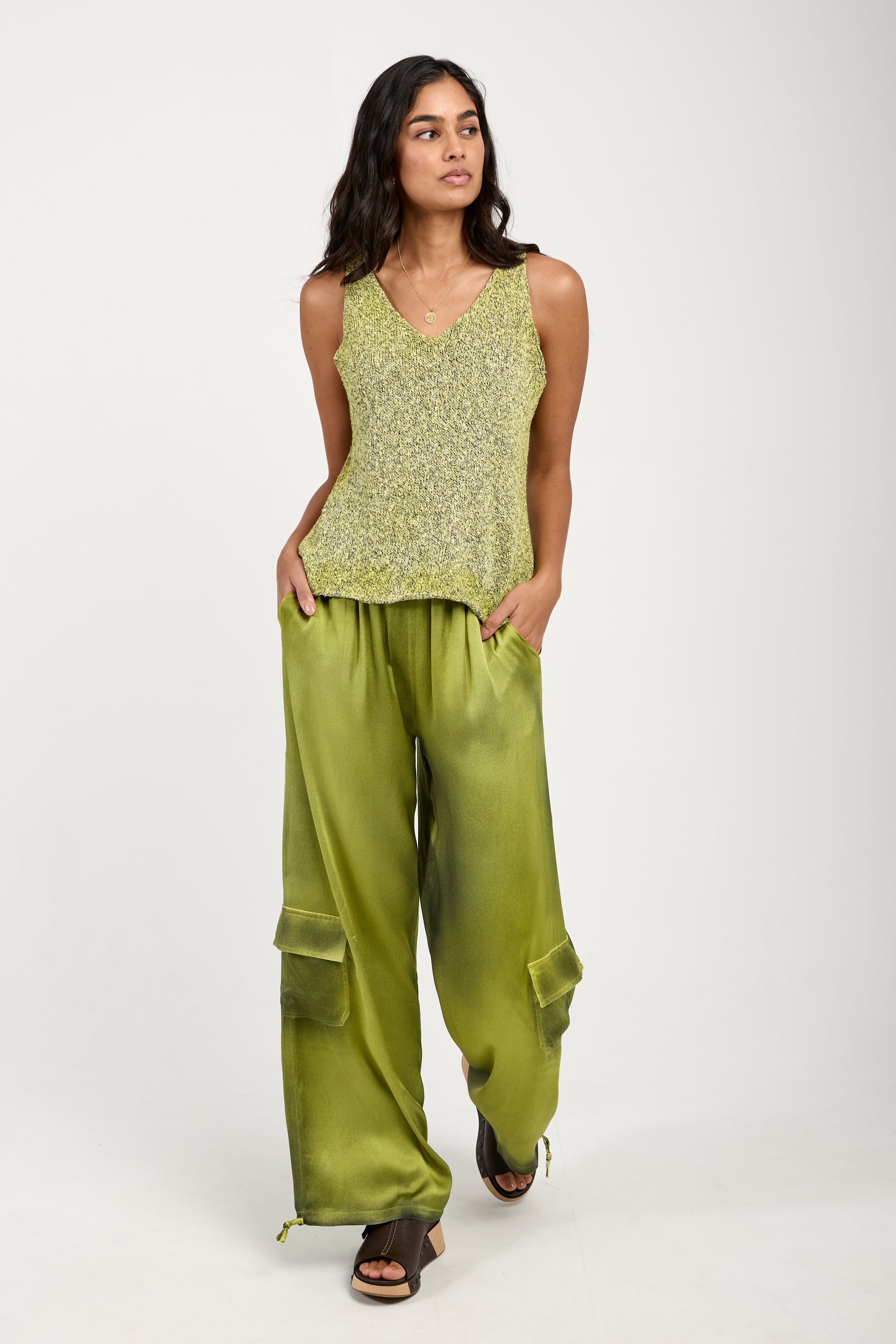 AVANT TOI Mouliné Cotton Tank Top in Lime