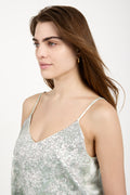 AVANT TOI Camouflage Silk Tank Top with Studs in Jade