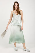 AVANT TOI Degradé Silk Midi Skirt in Jade