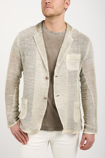 AVANT TOI Hand-Painted Net Fabric Blazer Jacket in Taupe