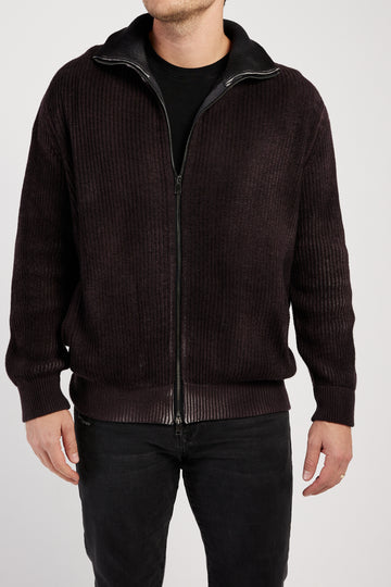 AVANT TOI High Neck Zip Cardigan in Seppia