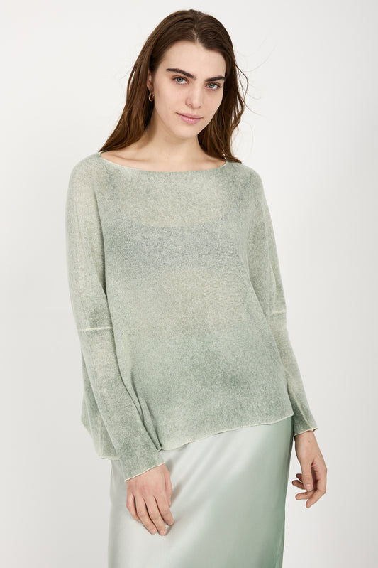 AVANT TOI Light Cashmere Poncho in Jade