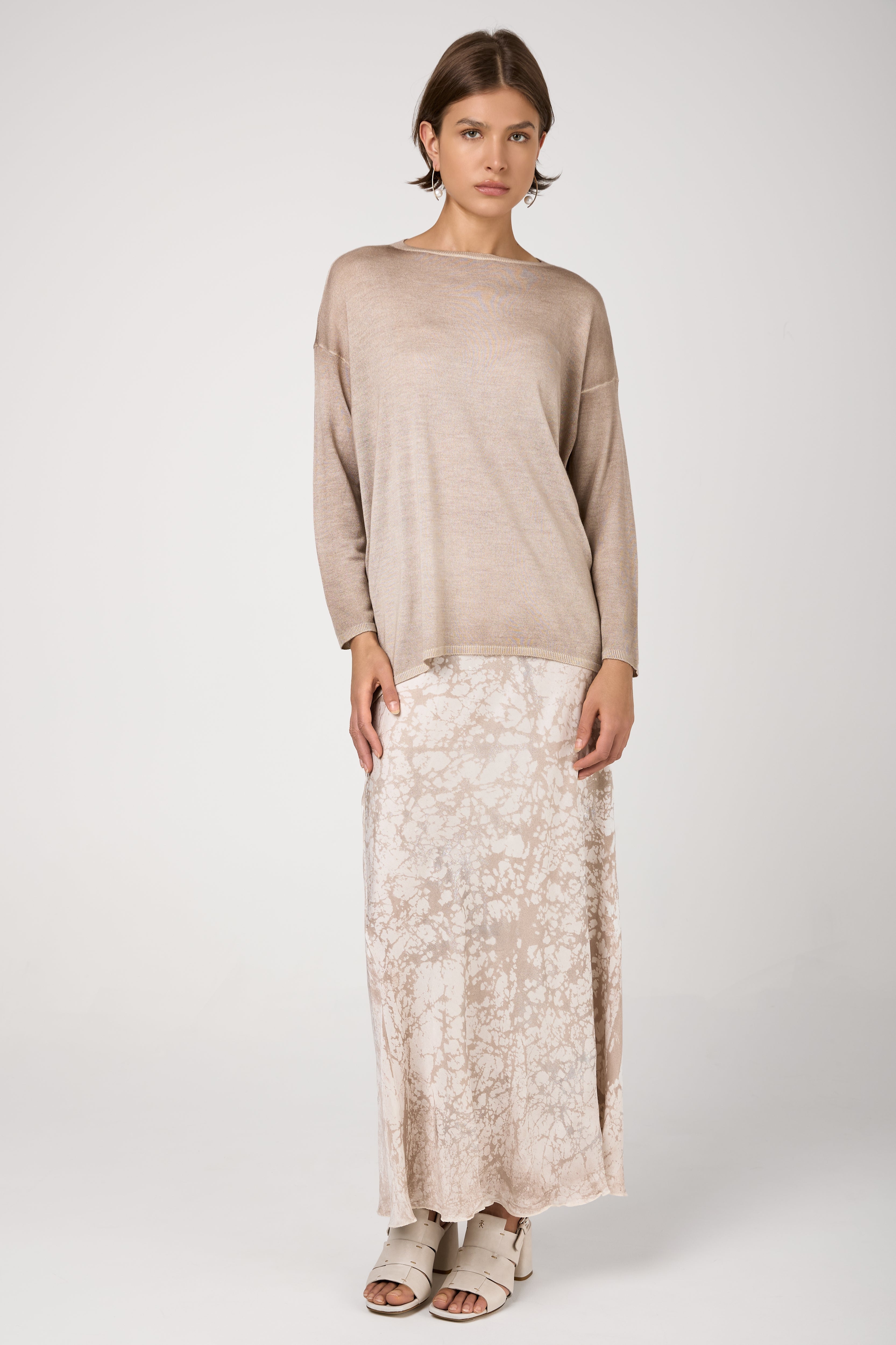 Cashmere Silk Pullover Sweater in Noce Moscata