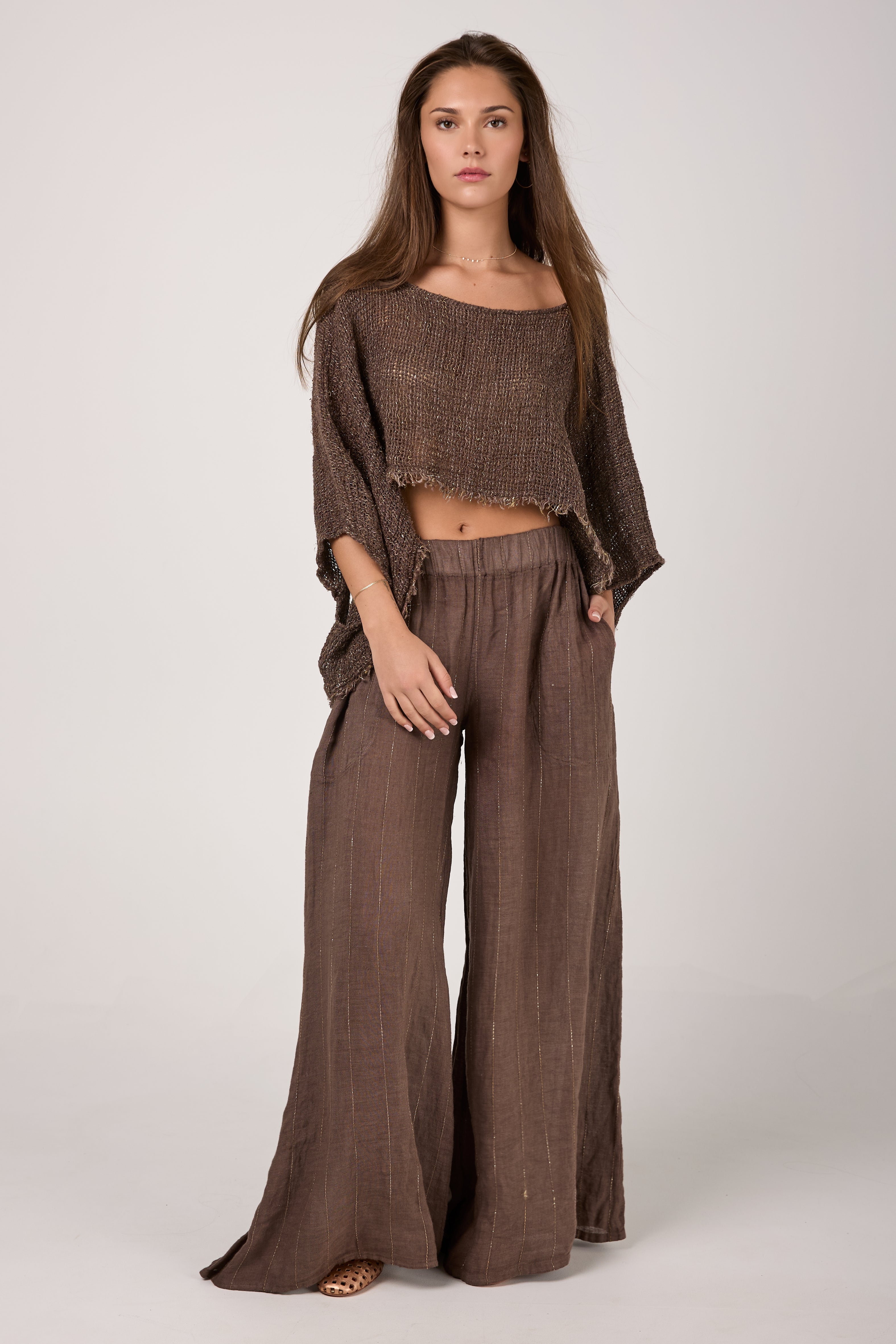 Pantalone Canova Filo Louvre Linen Pant in Carrubo