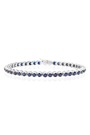 VELINA Blue Sapphire Tennis Bracelet in 18k White Gold