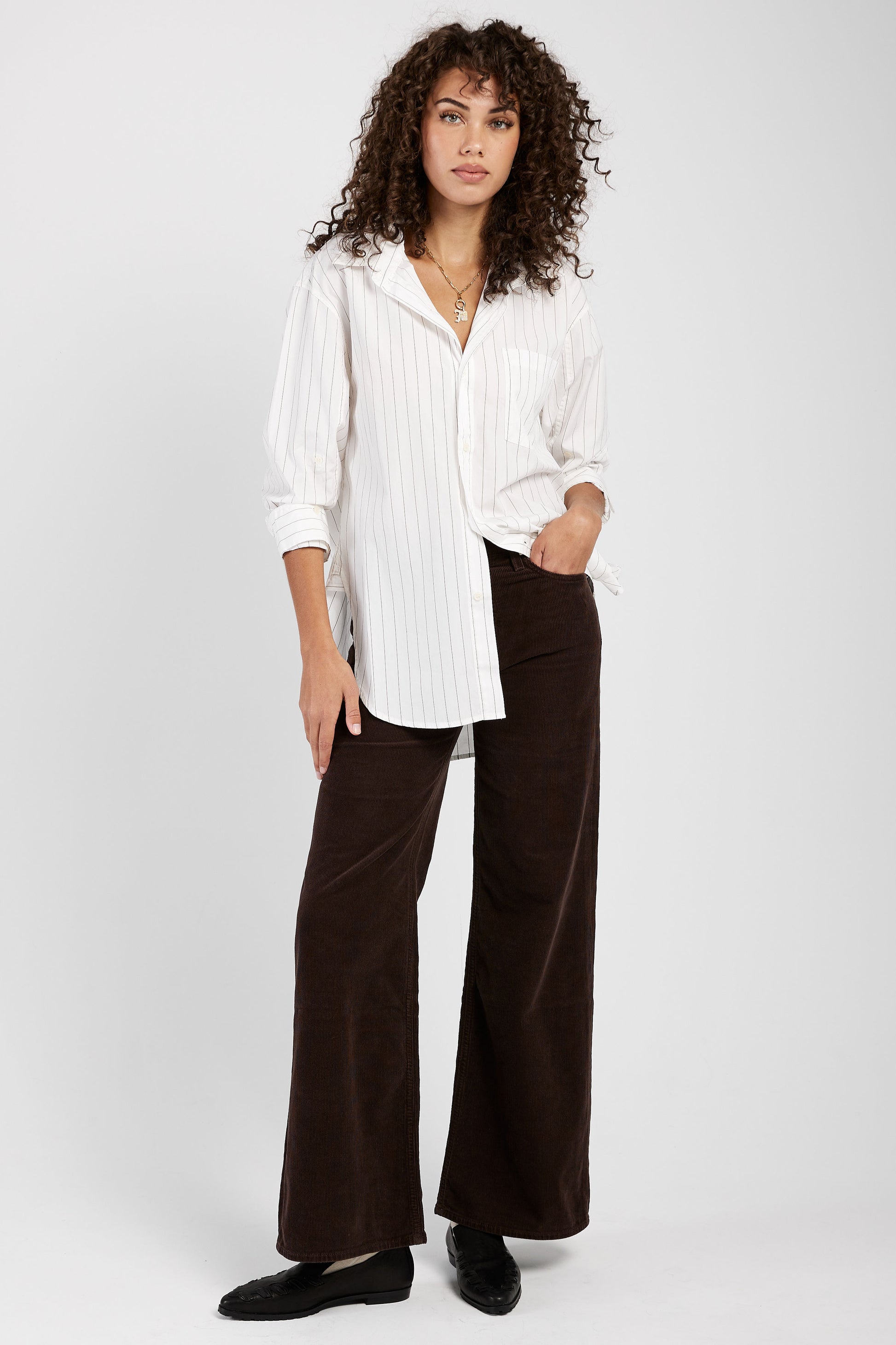 CITIZENS OF HUMANITY Kayla Shirt in Bitter Chocolate Stripe