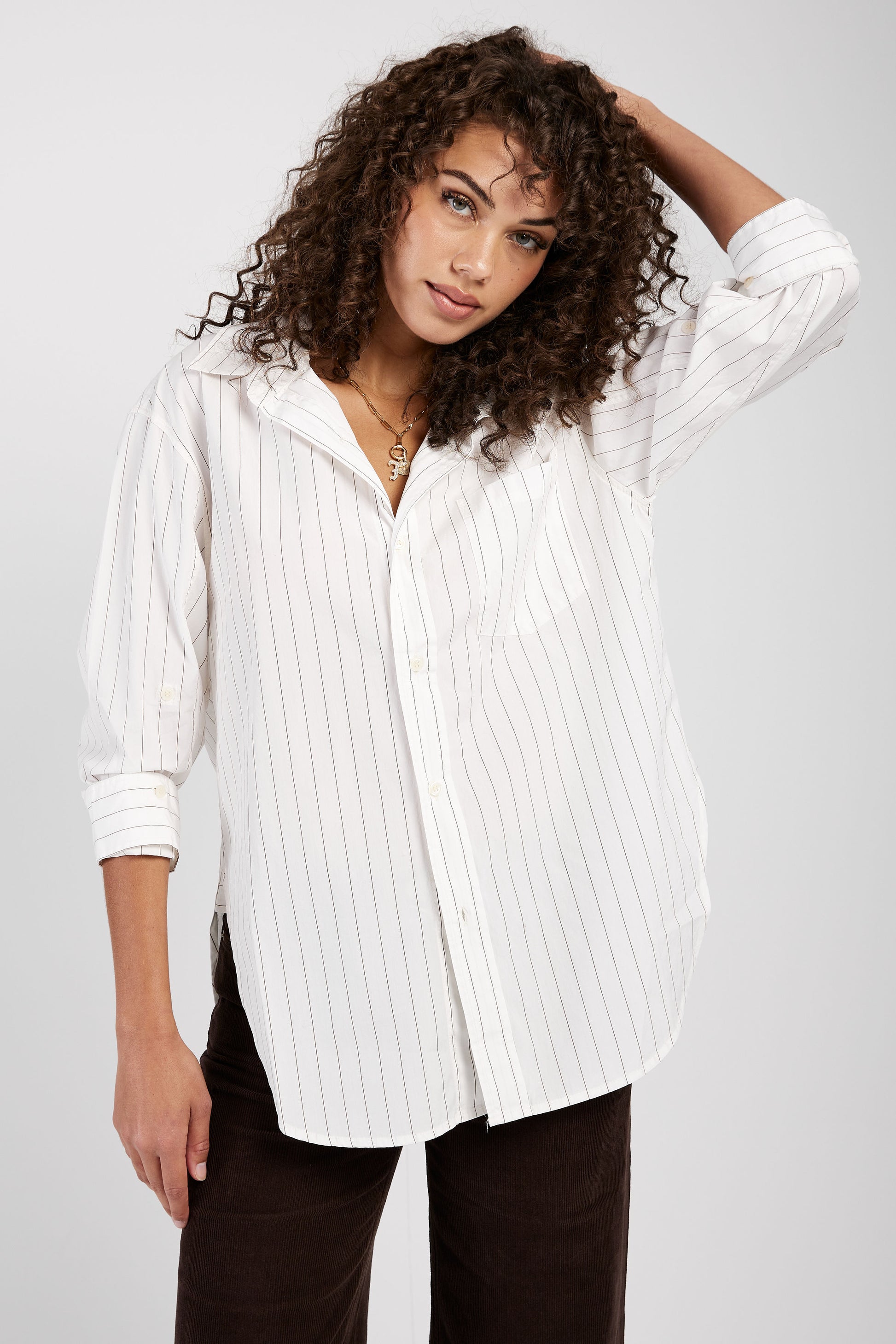 CITIZENS OF HUMANITY Kayla Shirt in Bitter Chocolate Stripe