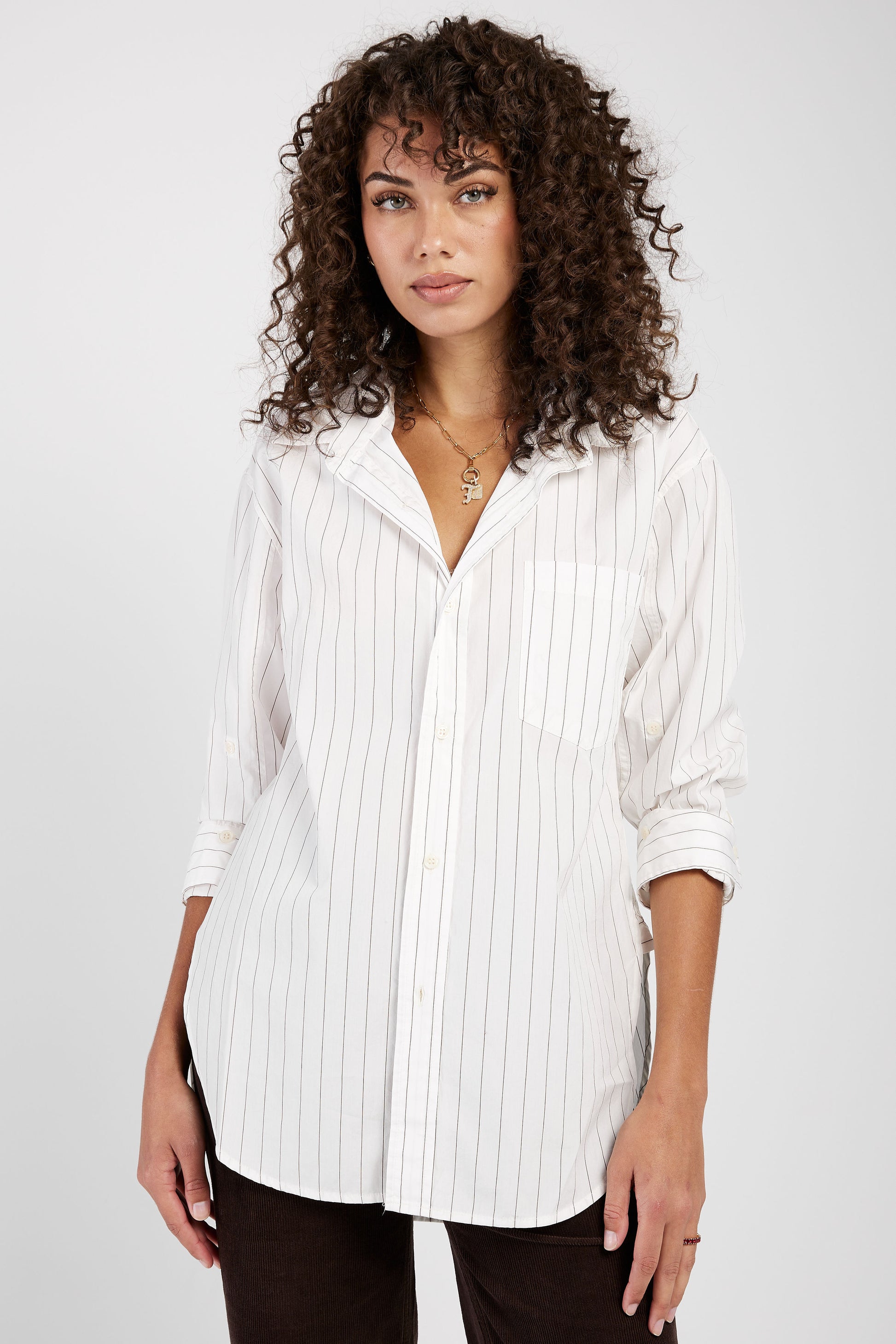 CITIZENS OF HUMANITY Kayla Shirt in Bitter Chocolate Stripe