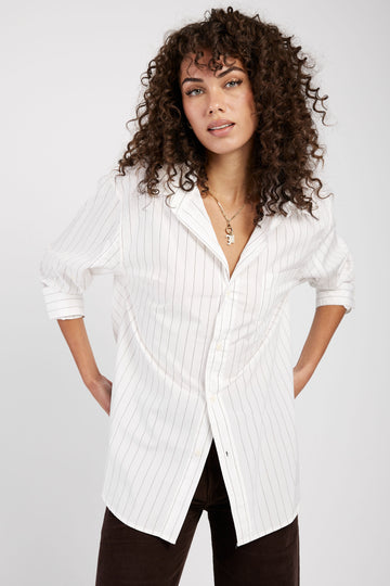 CITIZENS OF HUMANITY Kayla Shirt in Bitter Chocolate Stripe