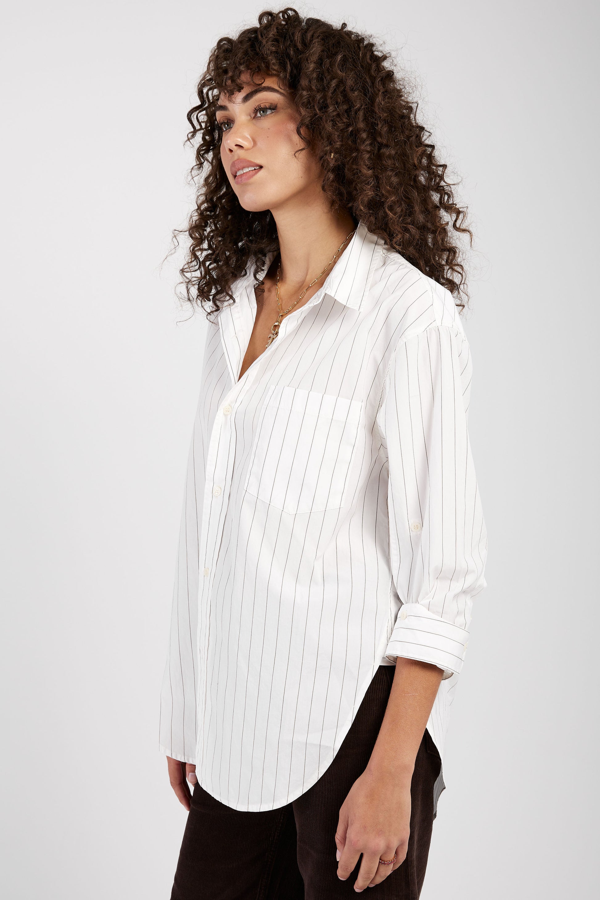 CITIZENS OF HUMANITY Kayla Shirt in Bitter Chocolate Stripe