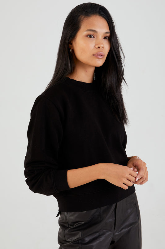 COTTON CITIZEN Milan Crewneck Sweatshirt in Jet Black