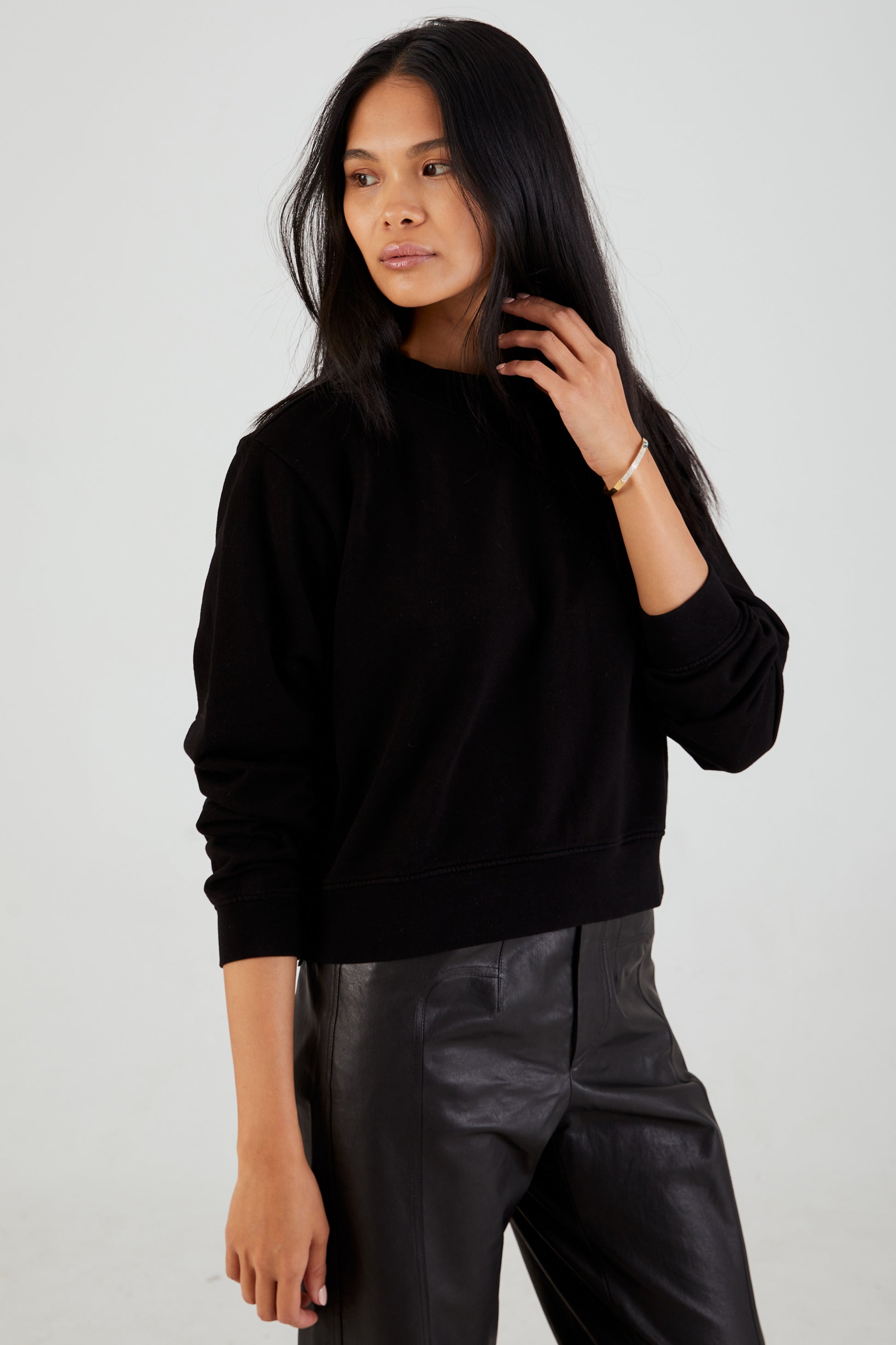 COTTON CITIZEN Milan Crewneck Sweatshirt in Jet Black