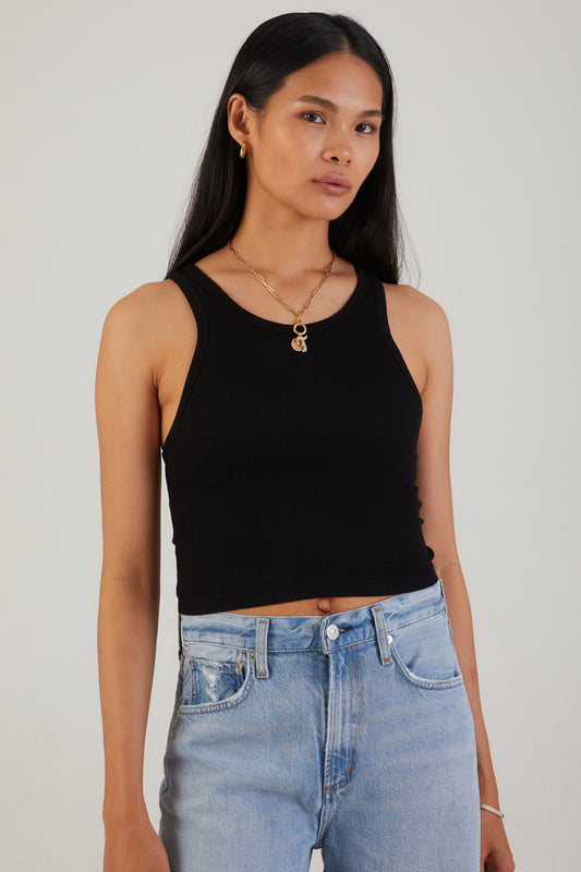 COTTON CITIZEN Verona Crop Tank in Jet Black