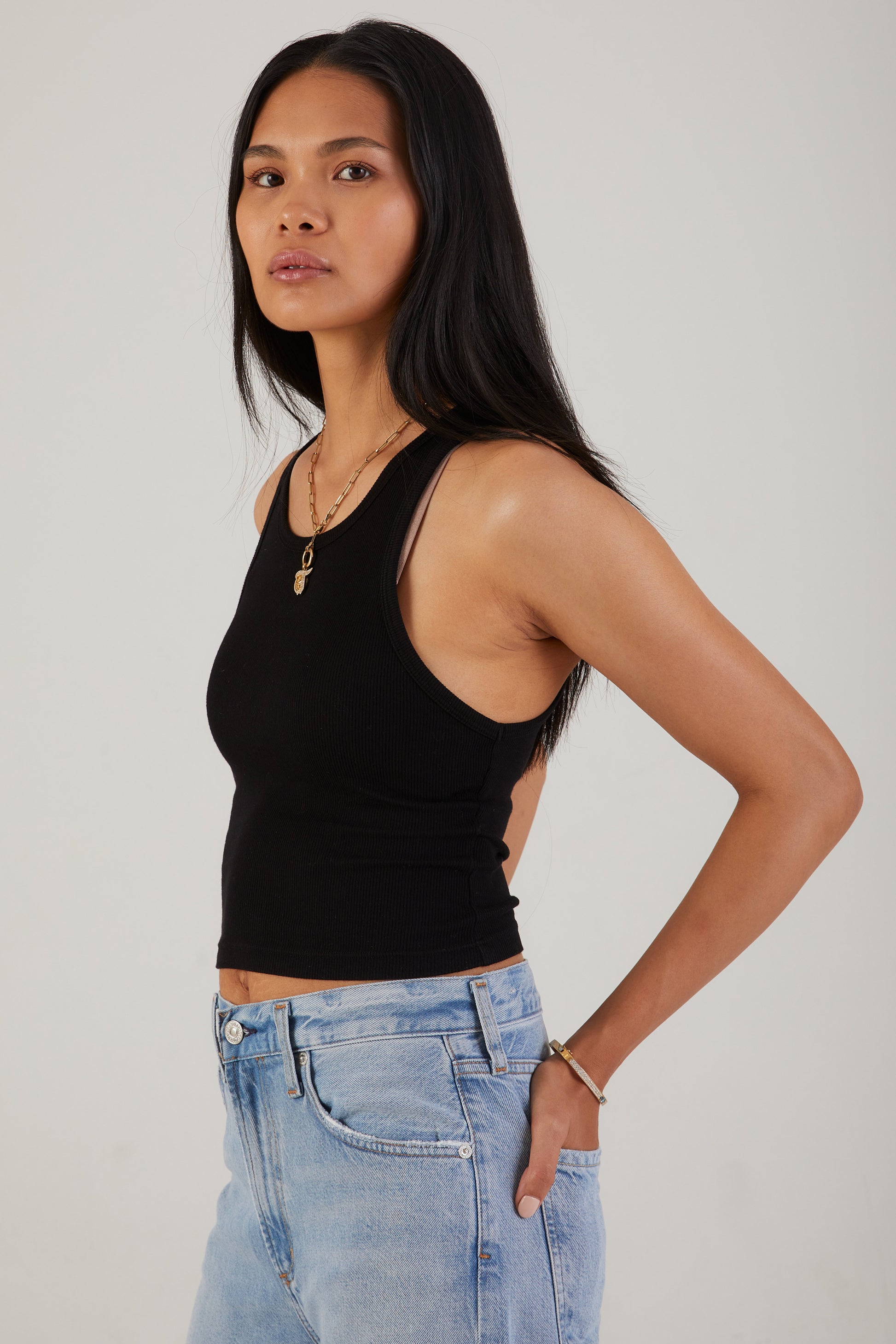 COTTON CITIZEN Verona Crop Tank in Jet Black