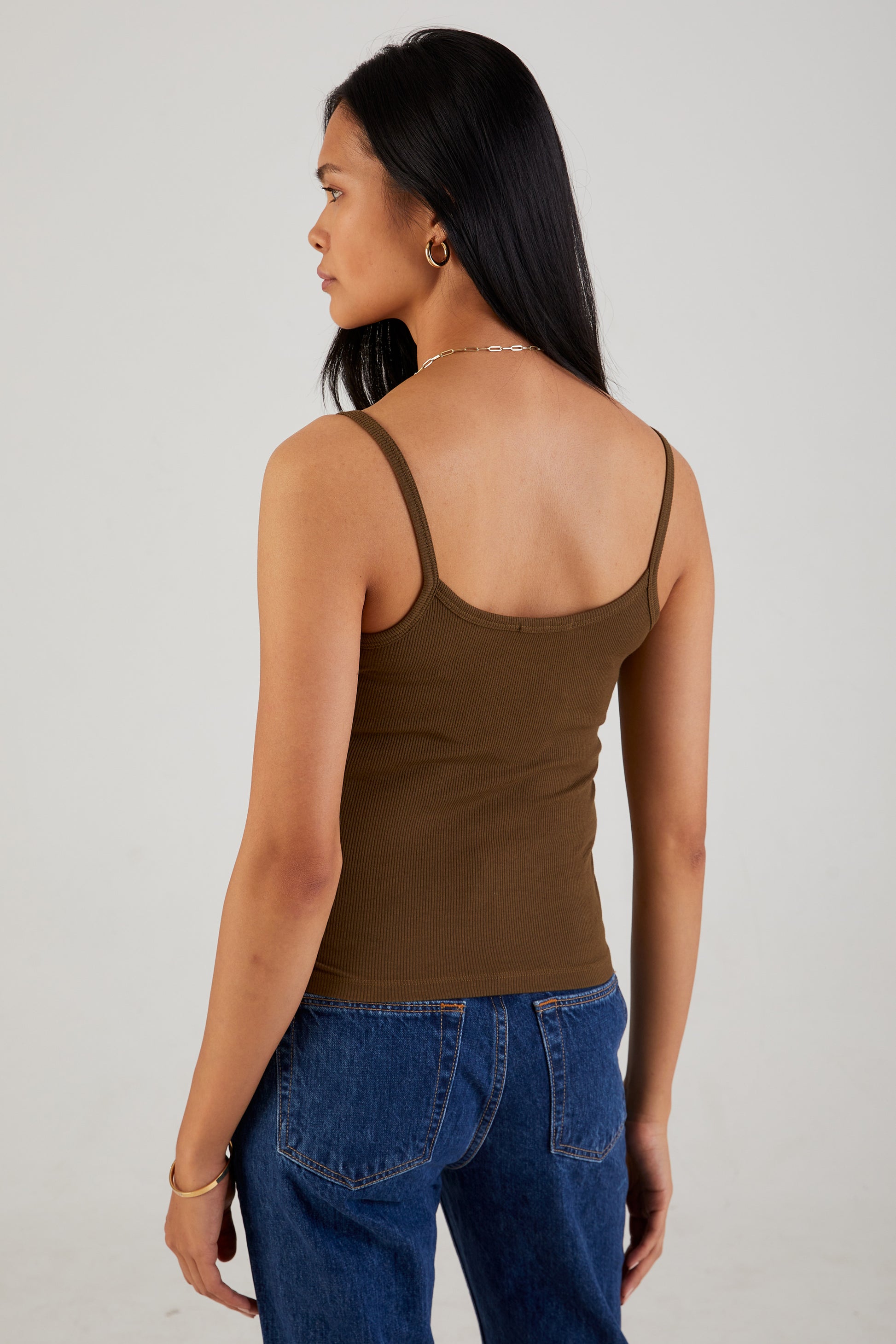 COTTON CITIZEN Verona Spaghetti Tank in Fern