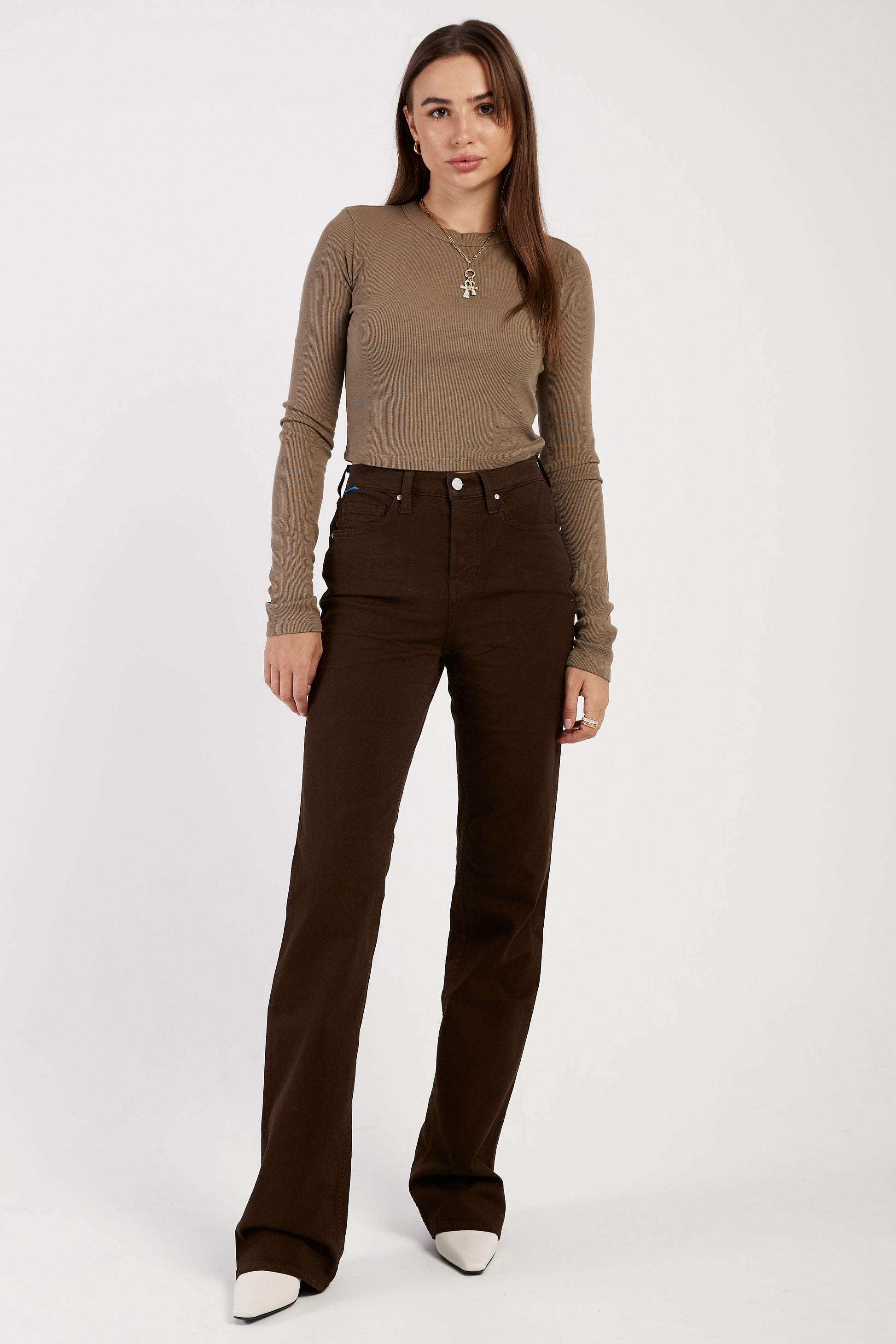 COTTON CITIZEN Verona Crop Shirt in Dark Chai