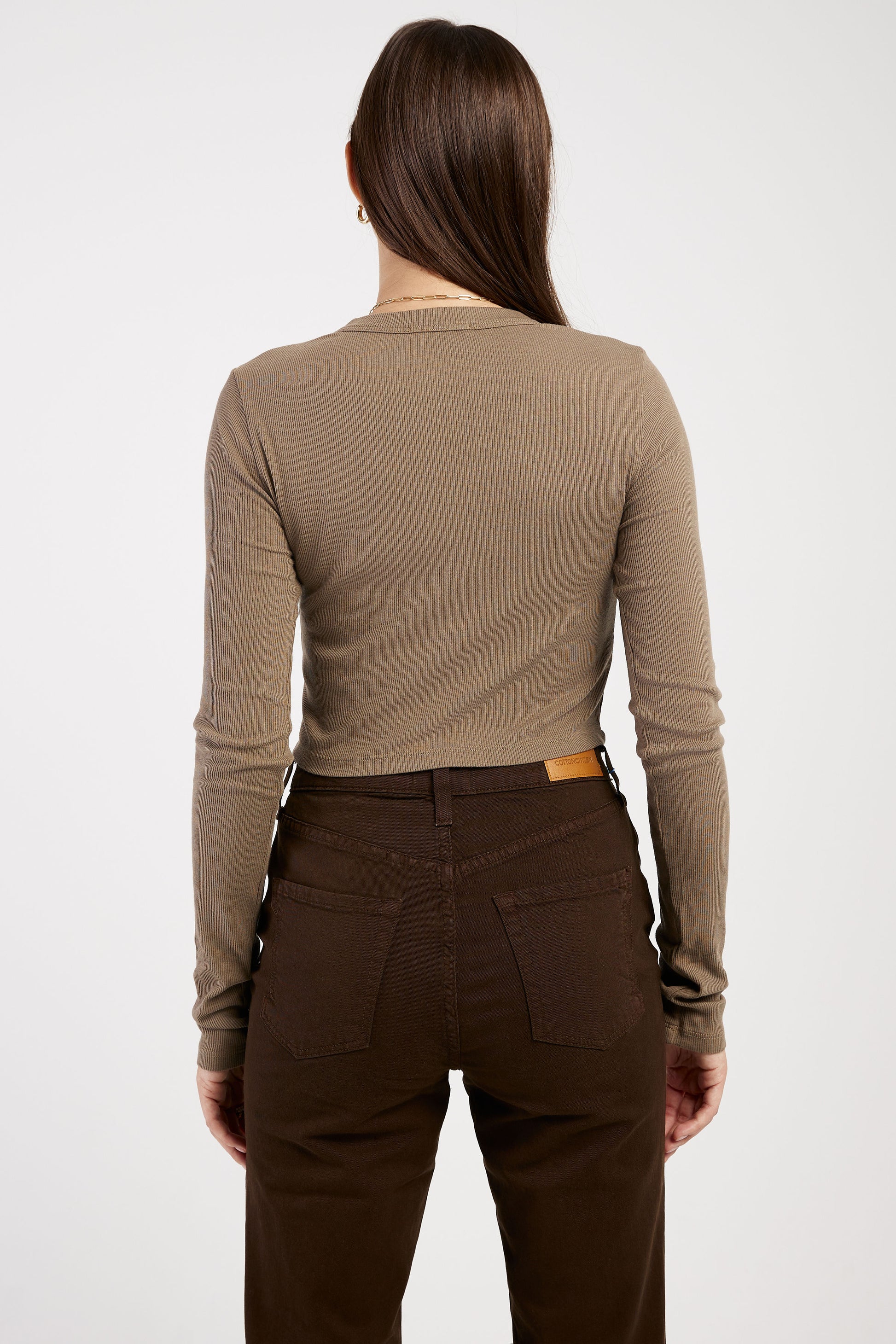 COTTON CITIZEN Verona Crop Shirt in Dark Chai