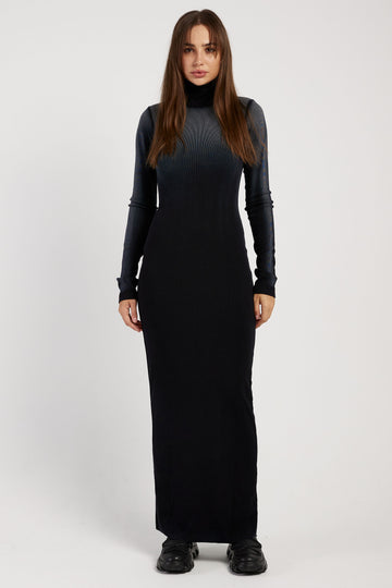 COTTON CITIZEN Verona Turtleneck Maxi Dress in Black Cast