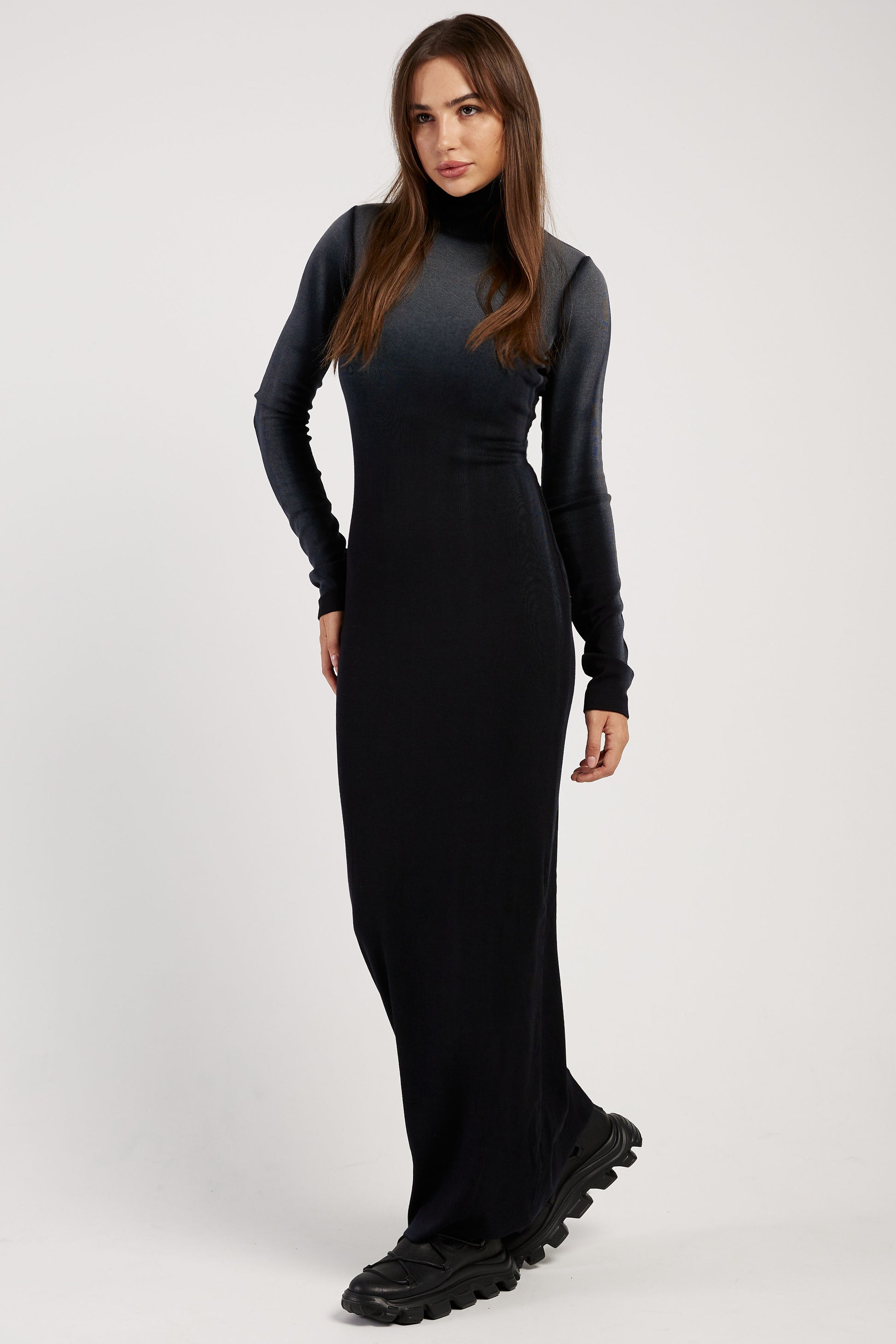 COTTON CITIZEN Verona Turtleneck Maxi Dress in Black Cast