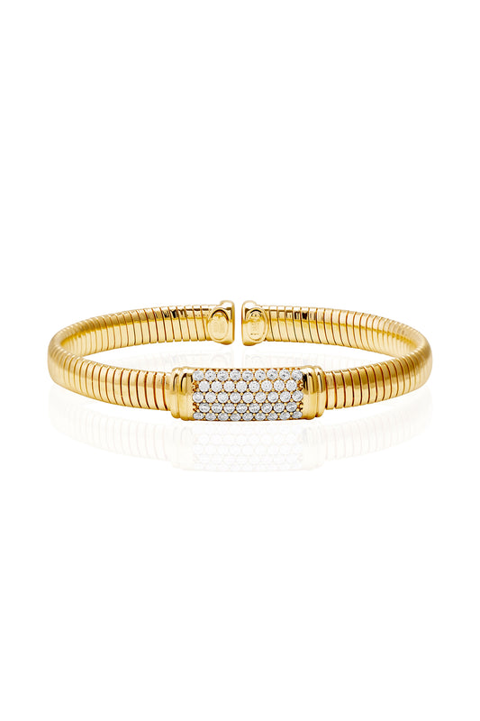 VELINA Crystal PavƩ Filo Tubogas Bracelet in 925 Silver Gold