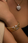 VELINA Double Crystal Pavé Tubogas Bracelet in 925 Silver Gold