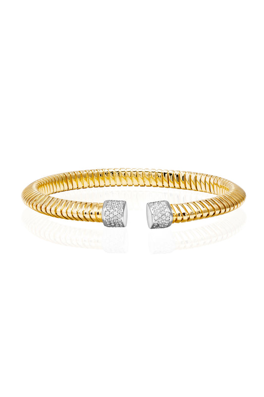 VELINA Double Crystal Pavé Tubogas Bracelet in 925 Silver Gold