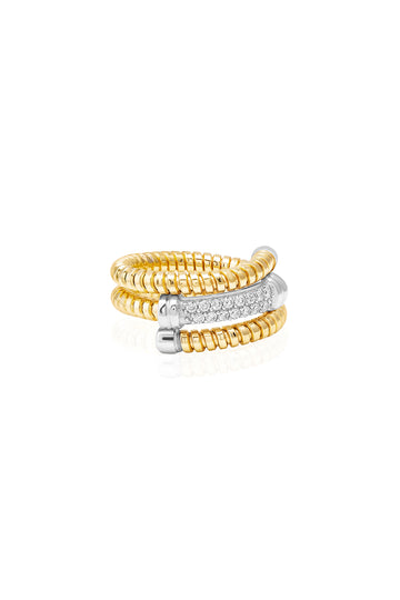 VELINA Crystal Pavé Tubogas Ring in 925 Silver Gold